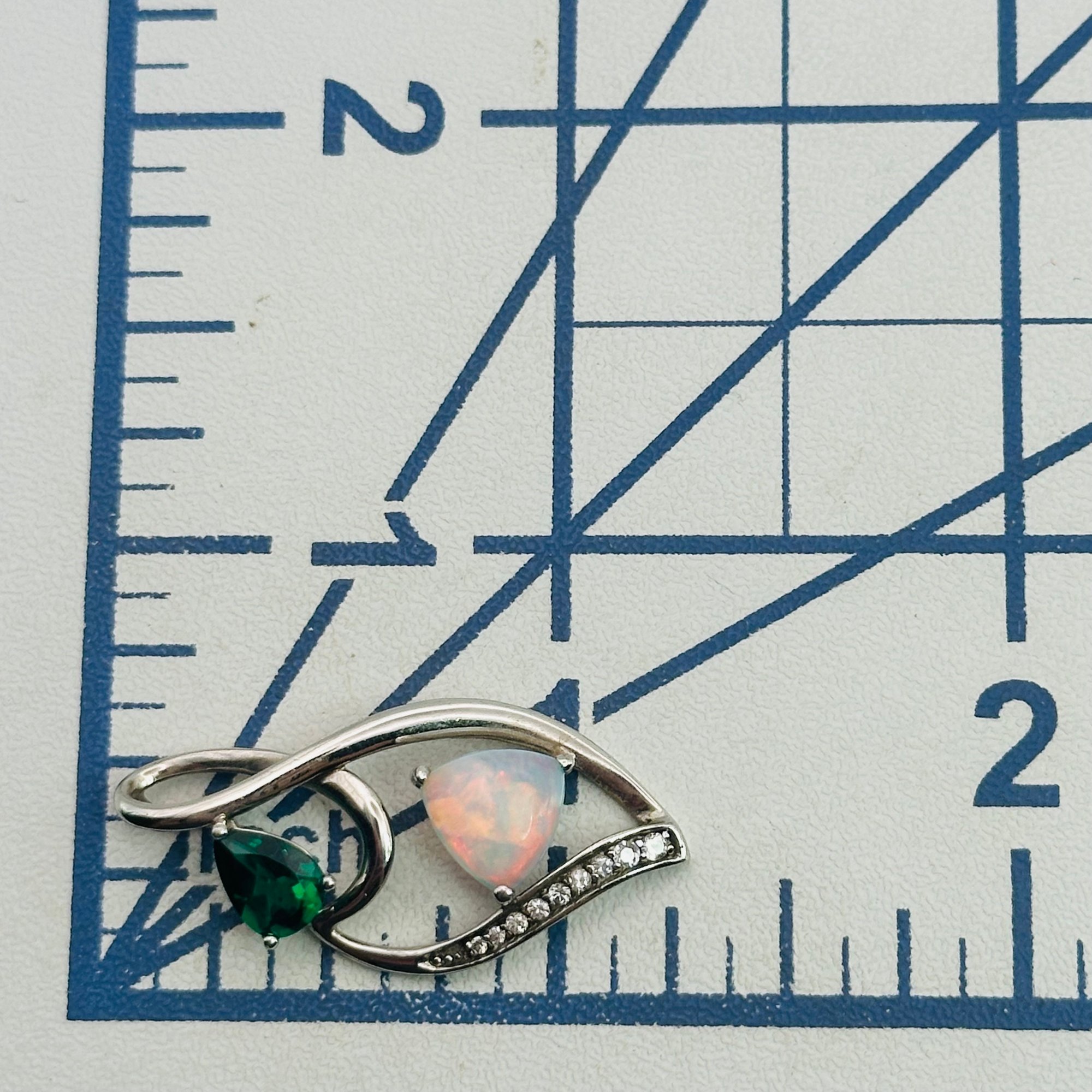 Sterling Multi Stone Emerald Pendant