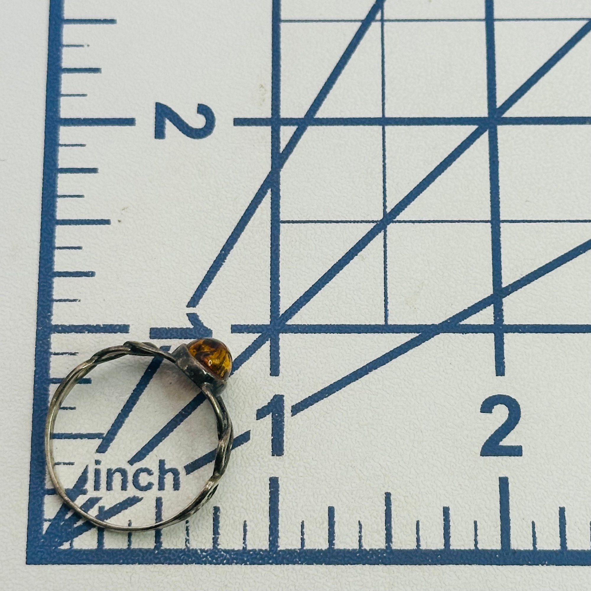 Sterling Amber Celtic Knot Ring Sz 9