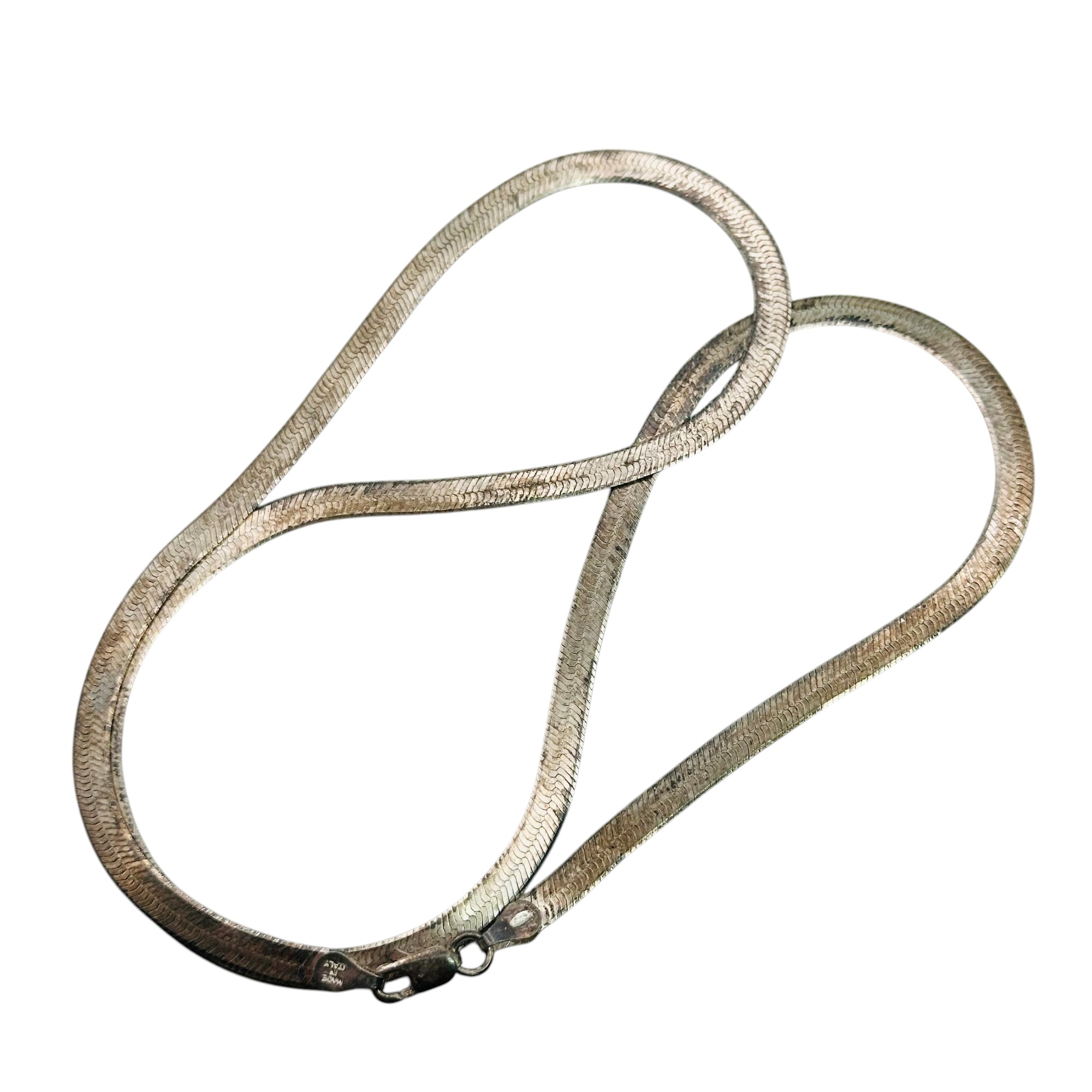 Italy Sterling Flat Snake Chain Necklace