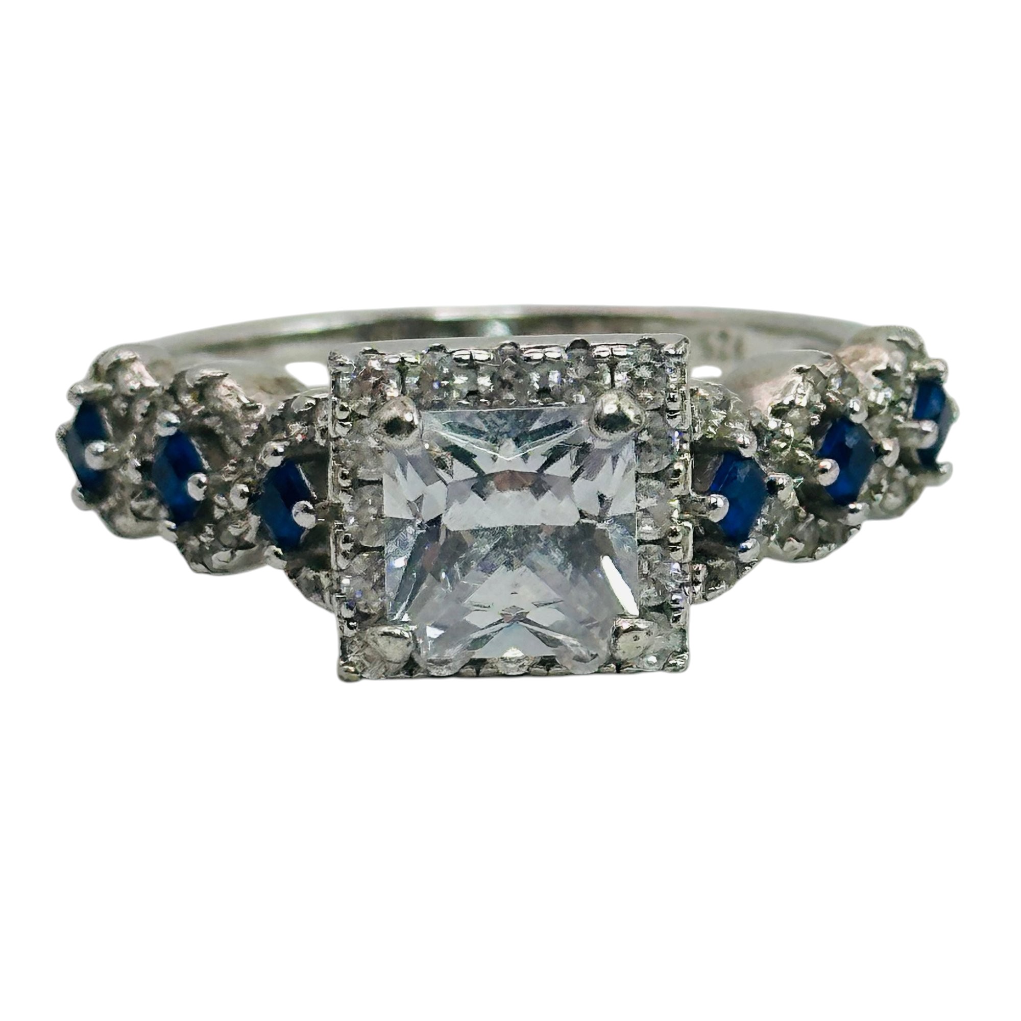 Sterling Rhinestone Ring Sz 10.5