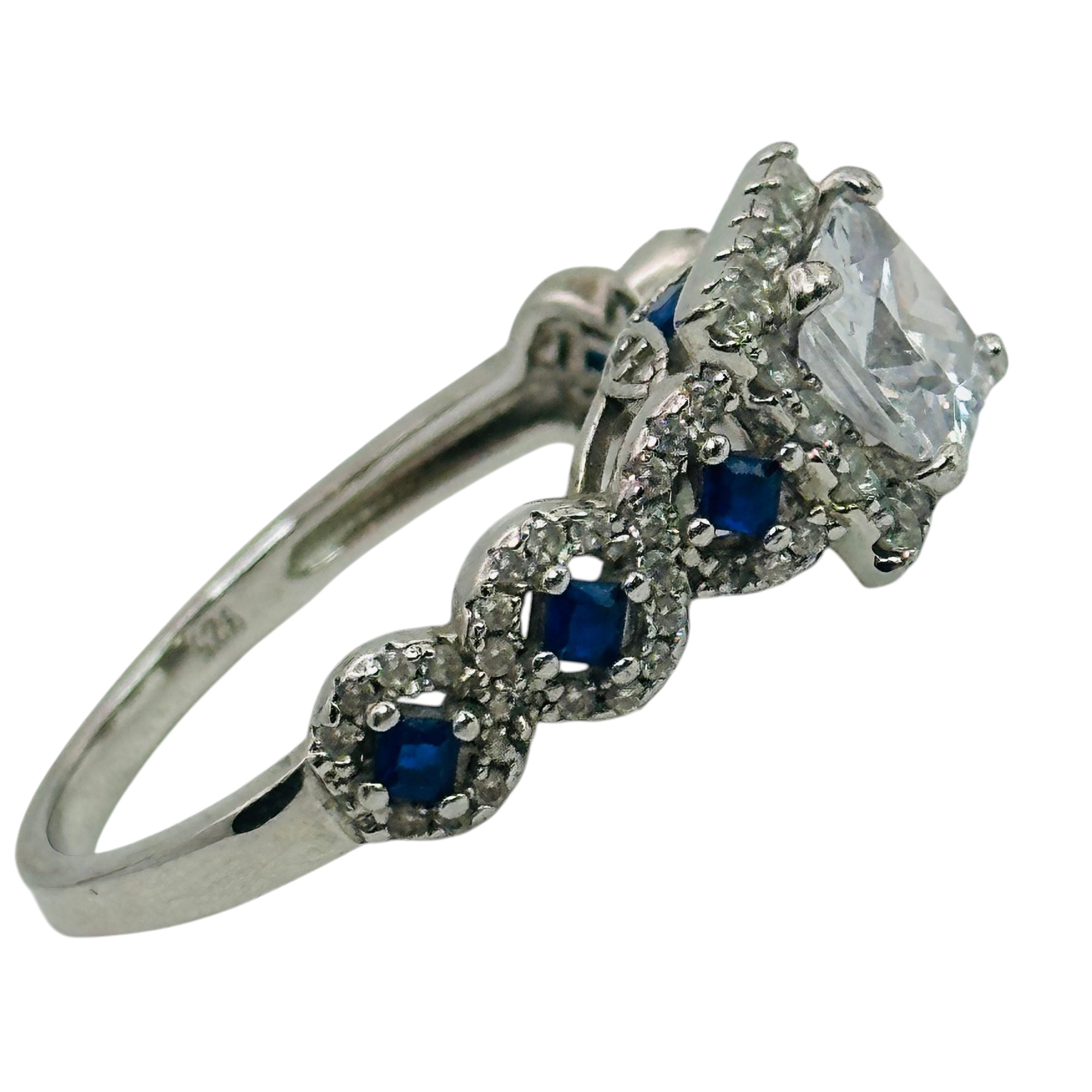 Sterling Rhinestone Ring Sz 10.5