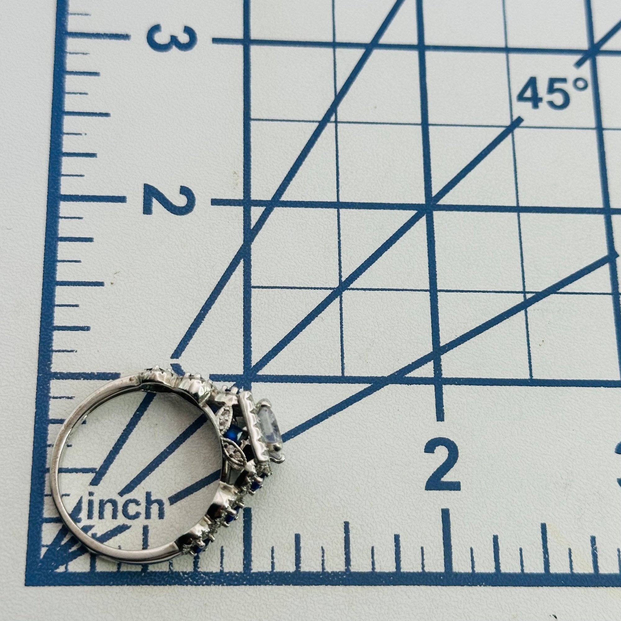Sterling Rhinestone Ring Sz 10.5