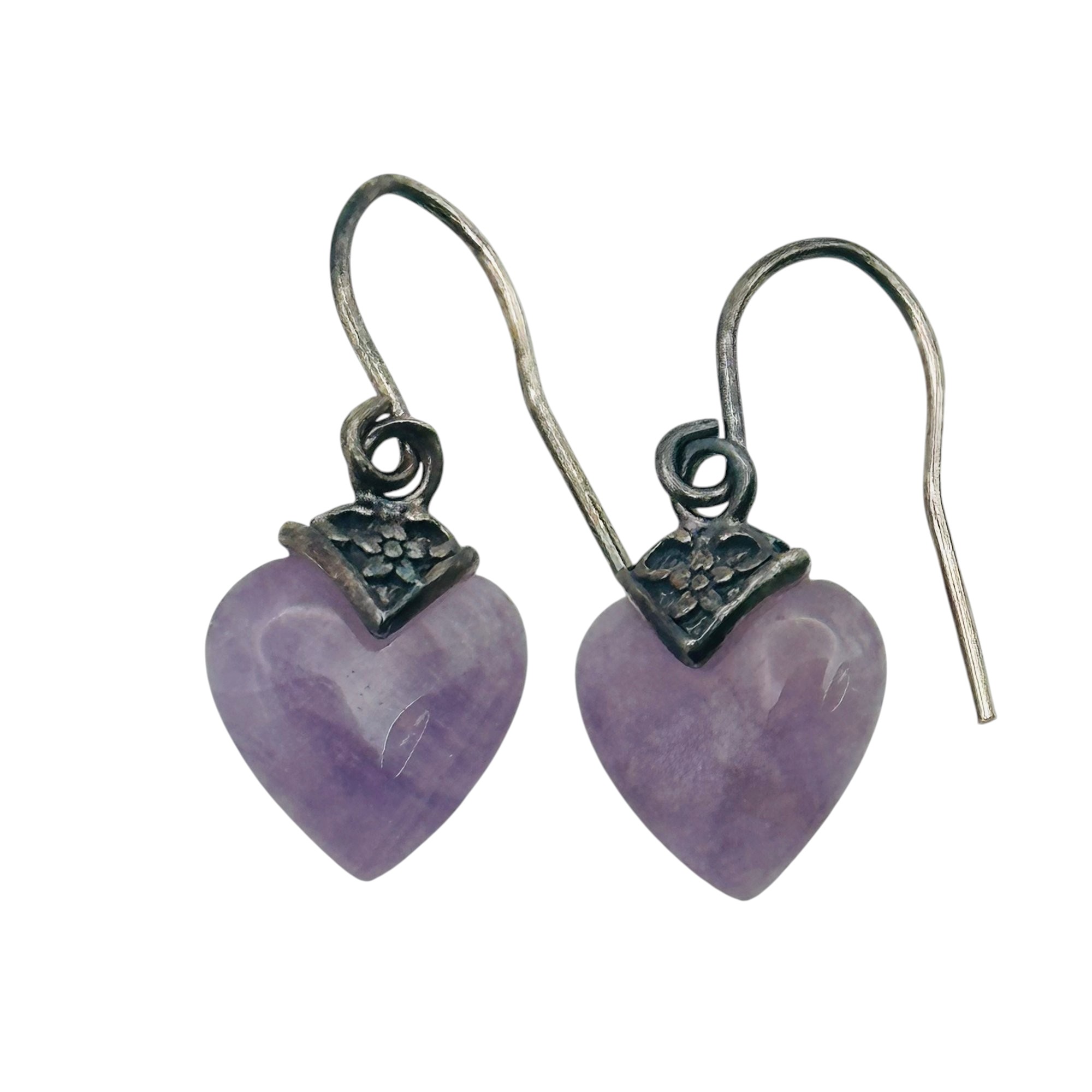 Sterling Amethyst Heart Earrings