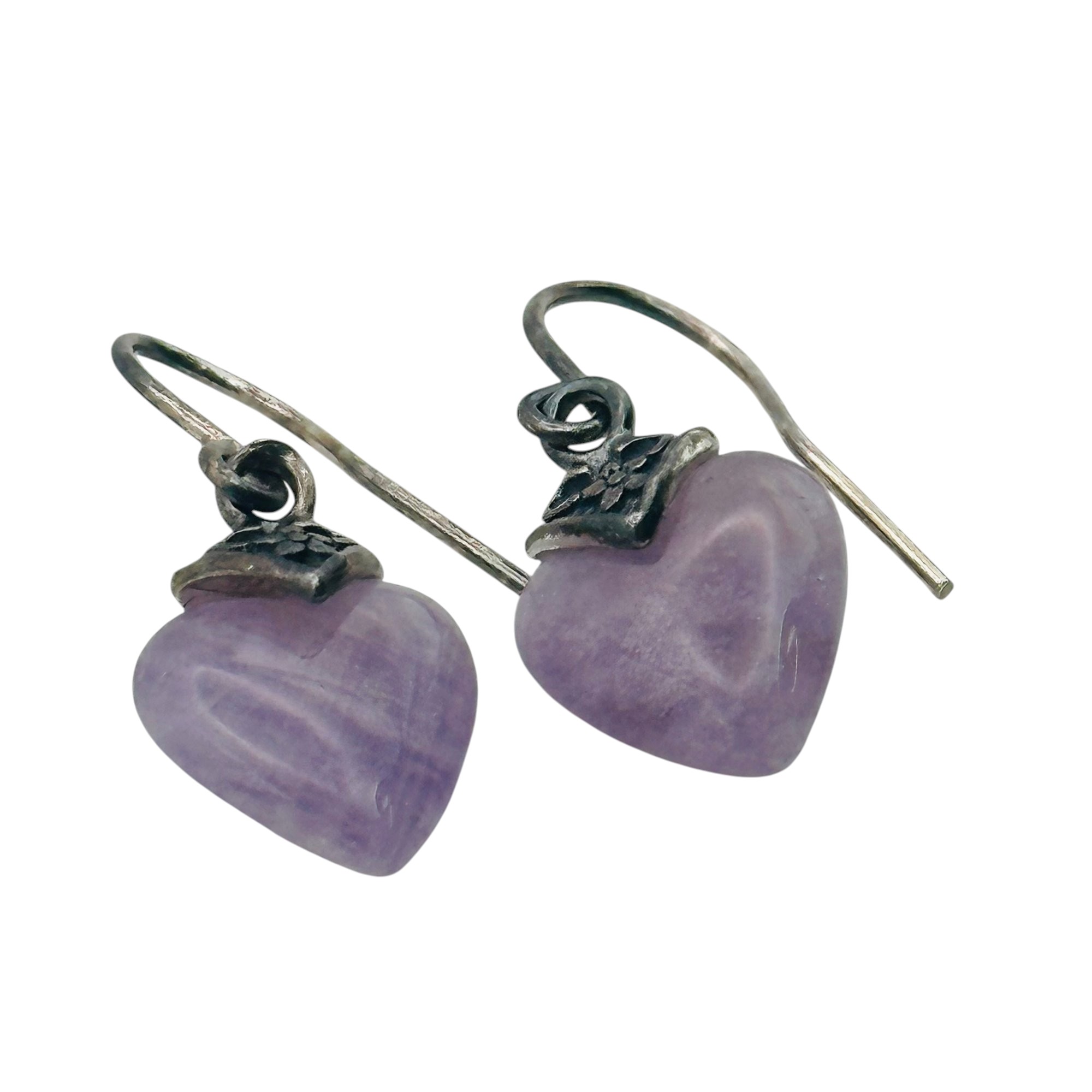 Sterling Amethyst Heart Earrings