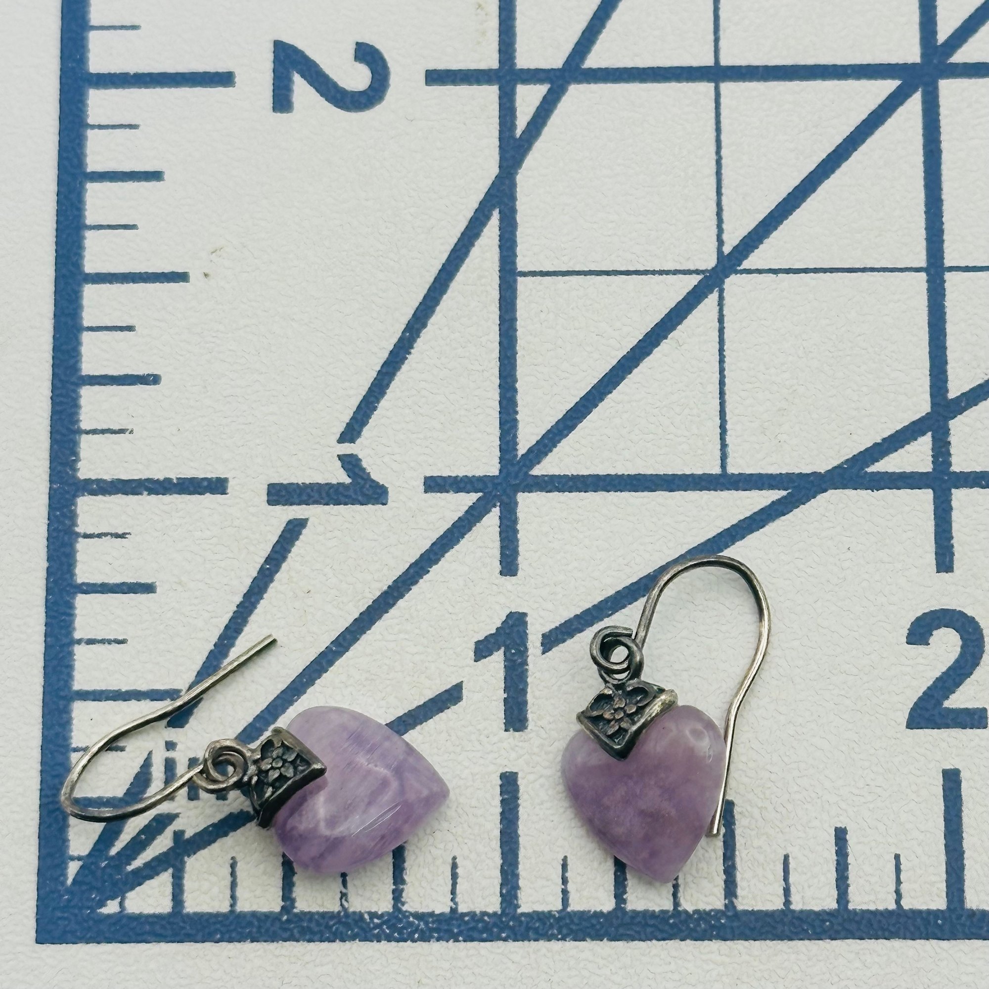Sterling Amethyst Heart Earrings