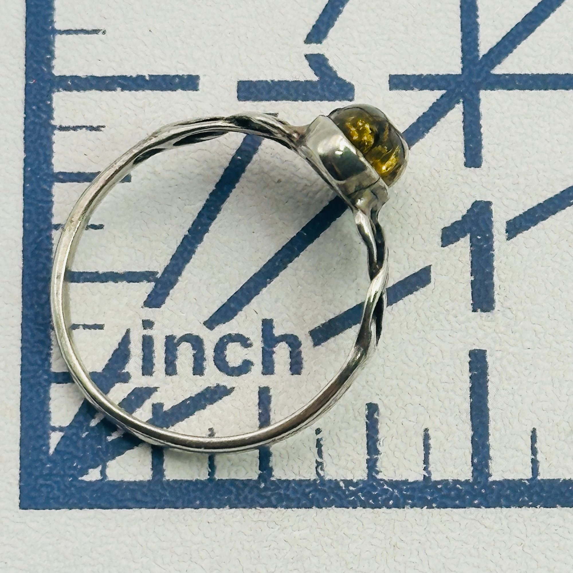 Sterling Amber Celtic Knot Ring Sz 8