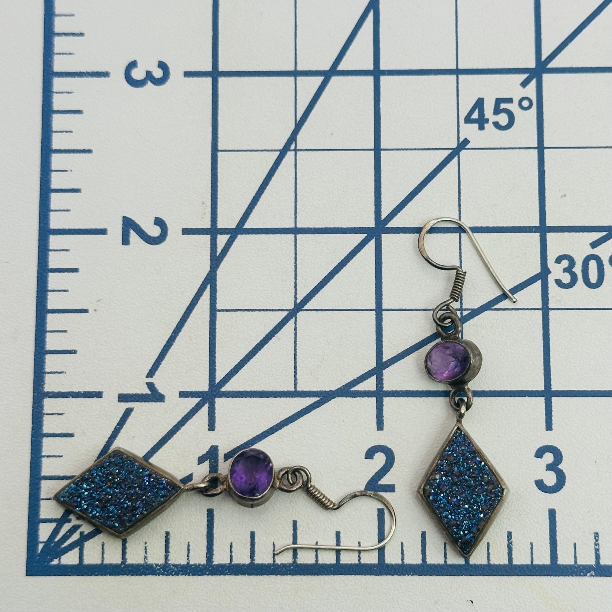 Sterling Druzy Quartz Amethyst Earrings