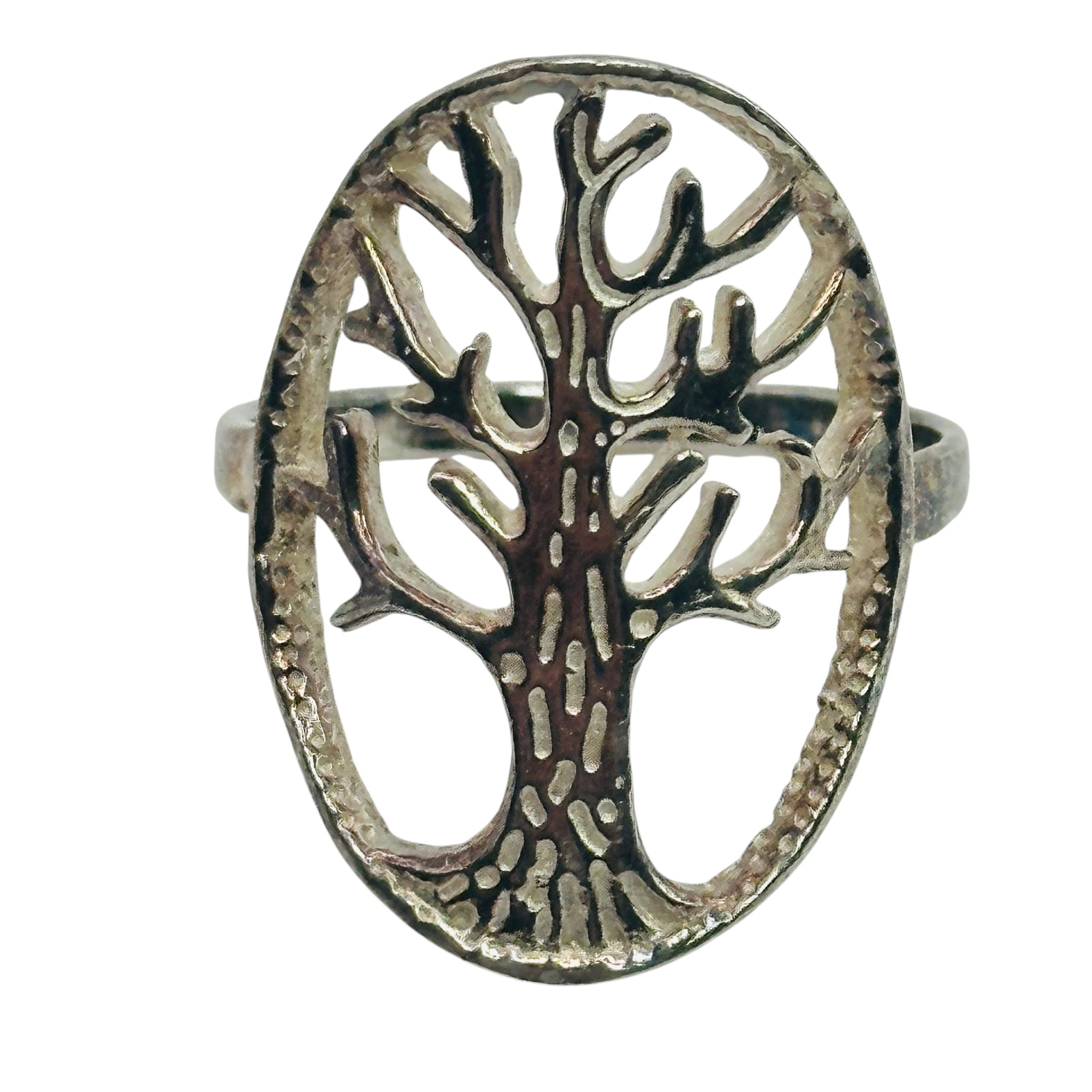 Signed Sterling Tree Ring Sz 8.5