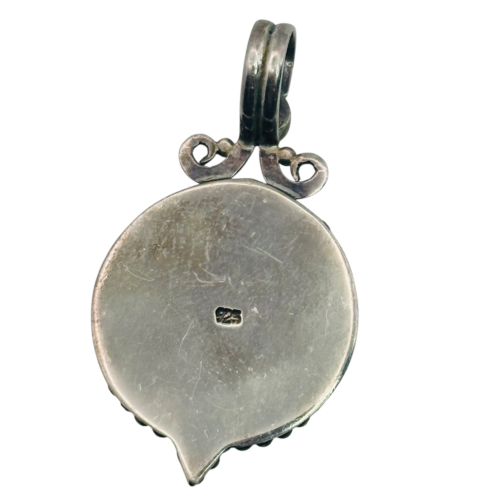 Sterling Carved Flower Pendant
