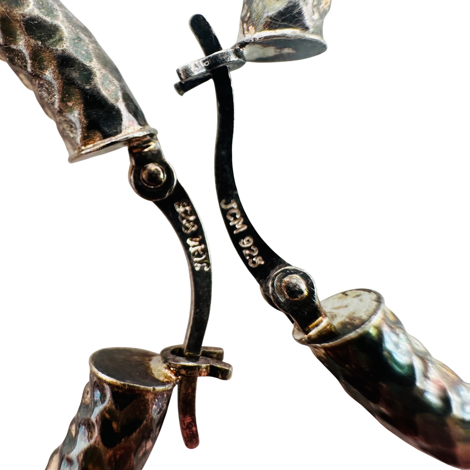 Signed Textured Hoop Earrings
