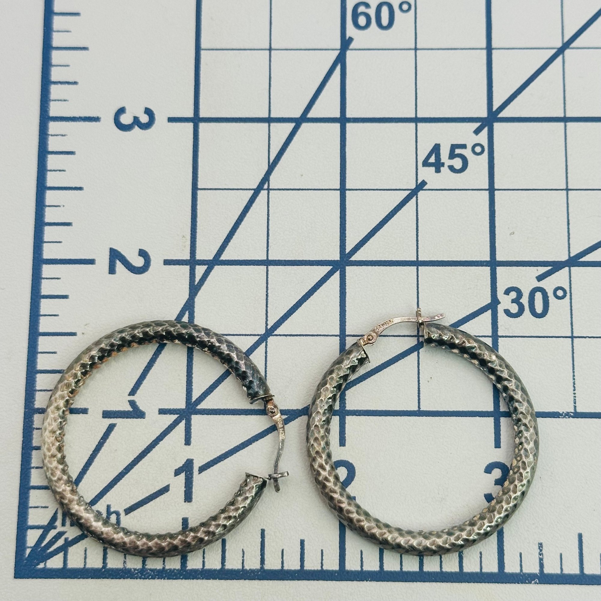 Signed Textured Hoop Earrings