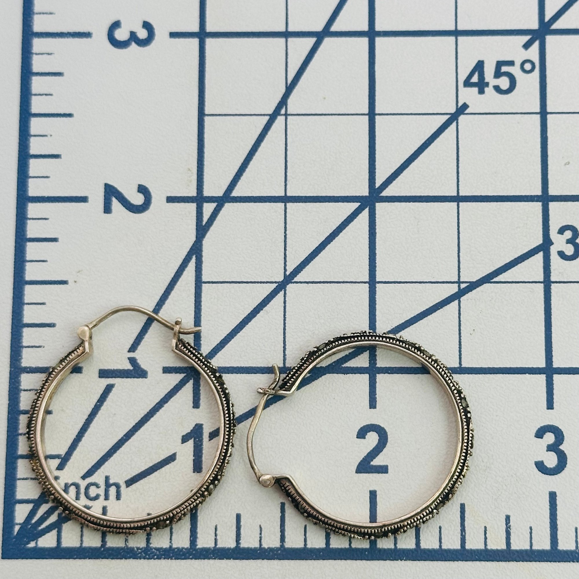 Sterling Marcasite Hoop Earrings