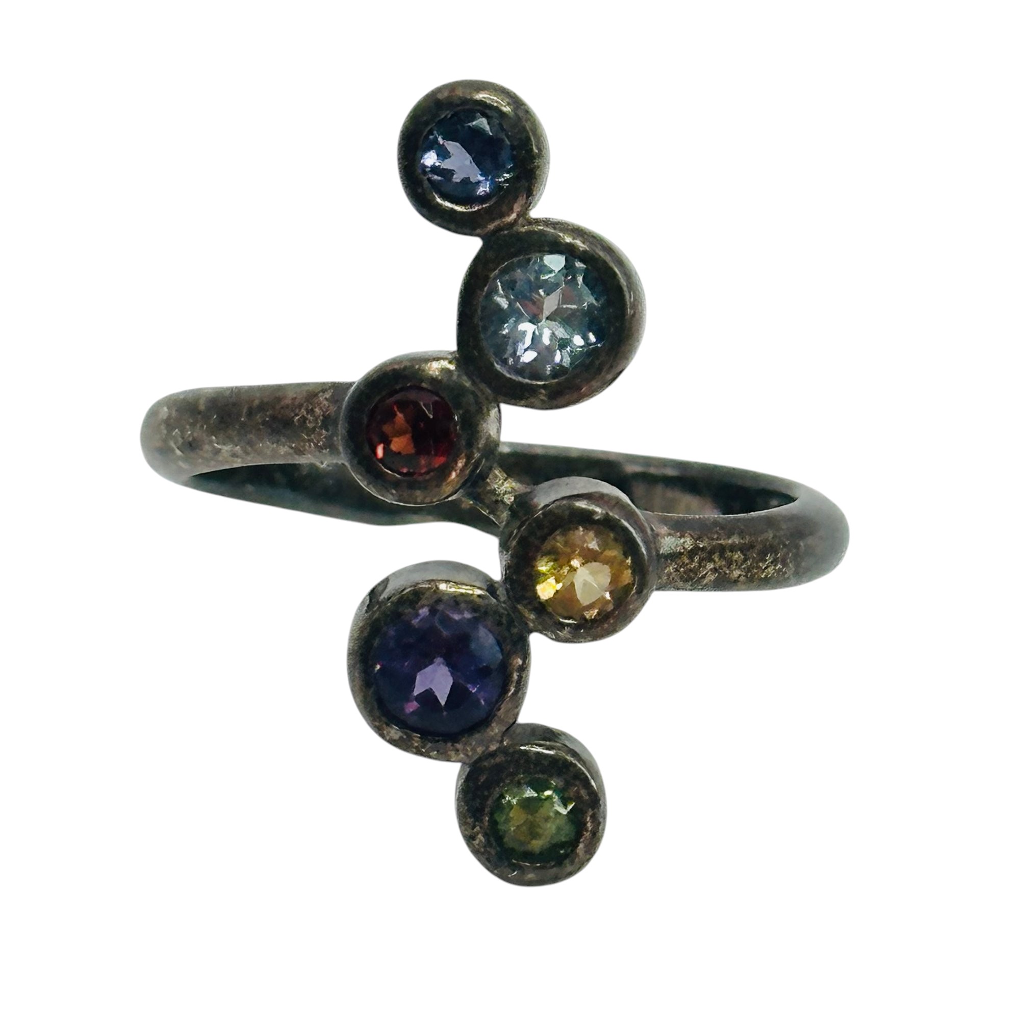 Sterling Multi Gem Ring Sz 6