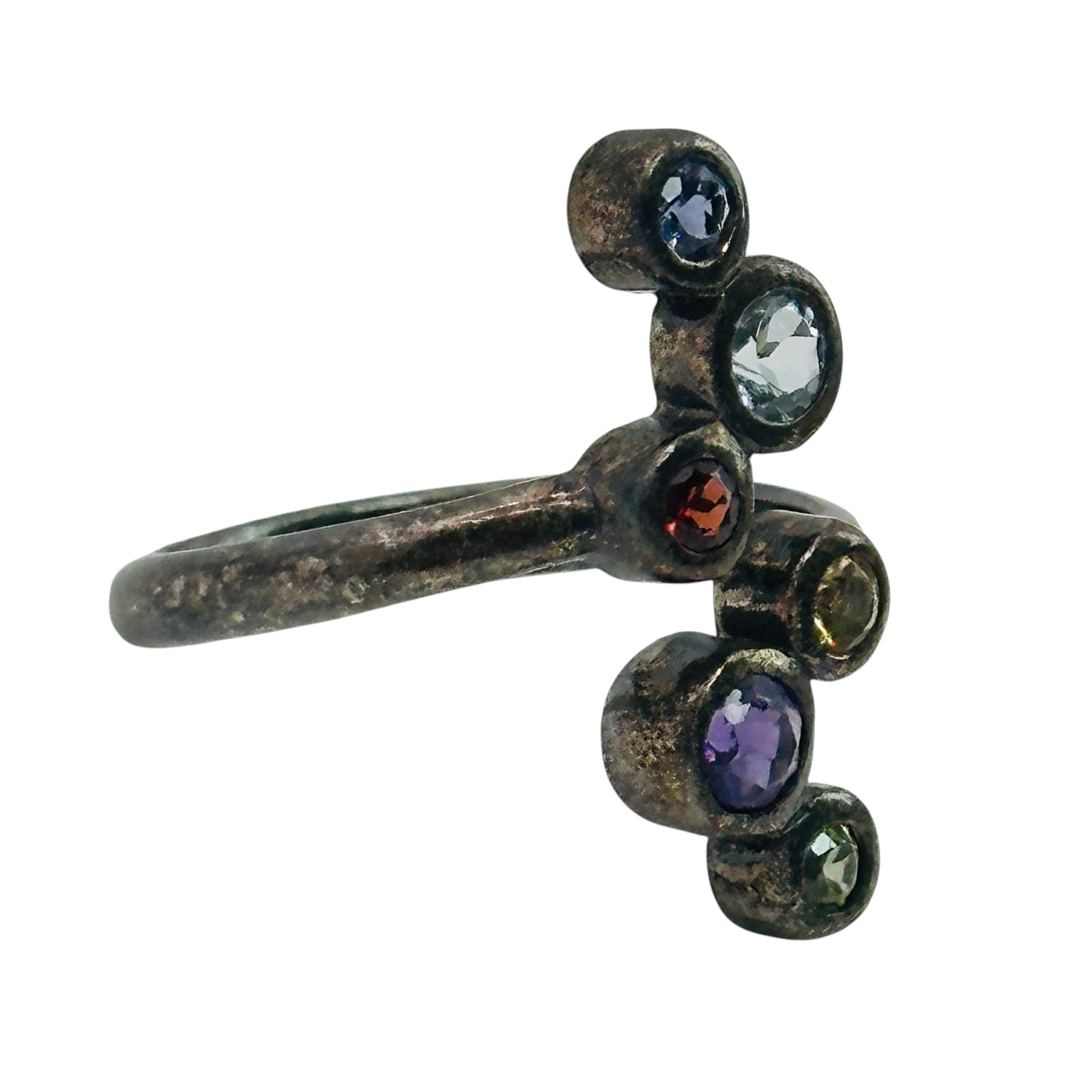 Sterling Multi Gem Ring Sz 6