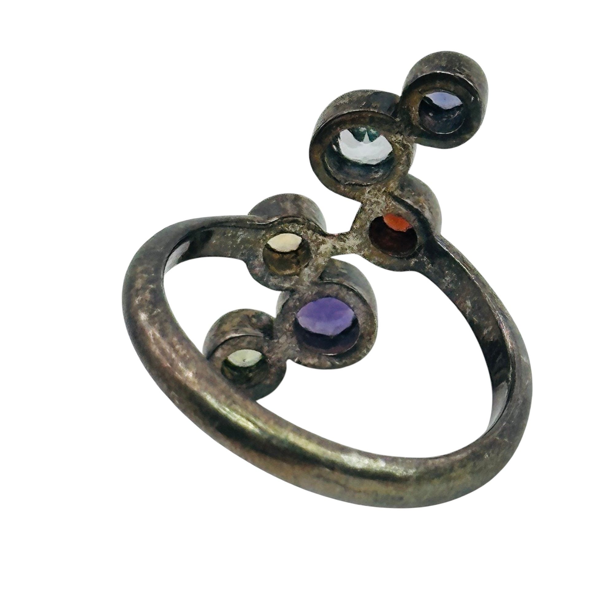 Sterling Multi Gem Ring Sz 6