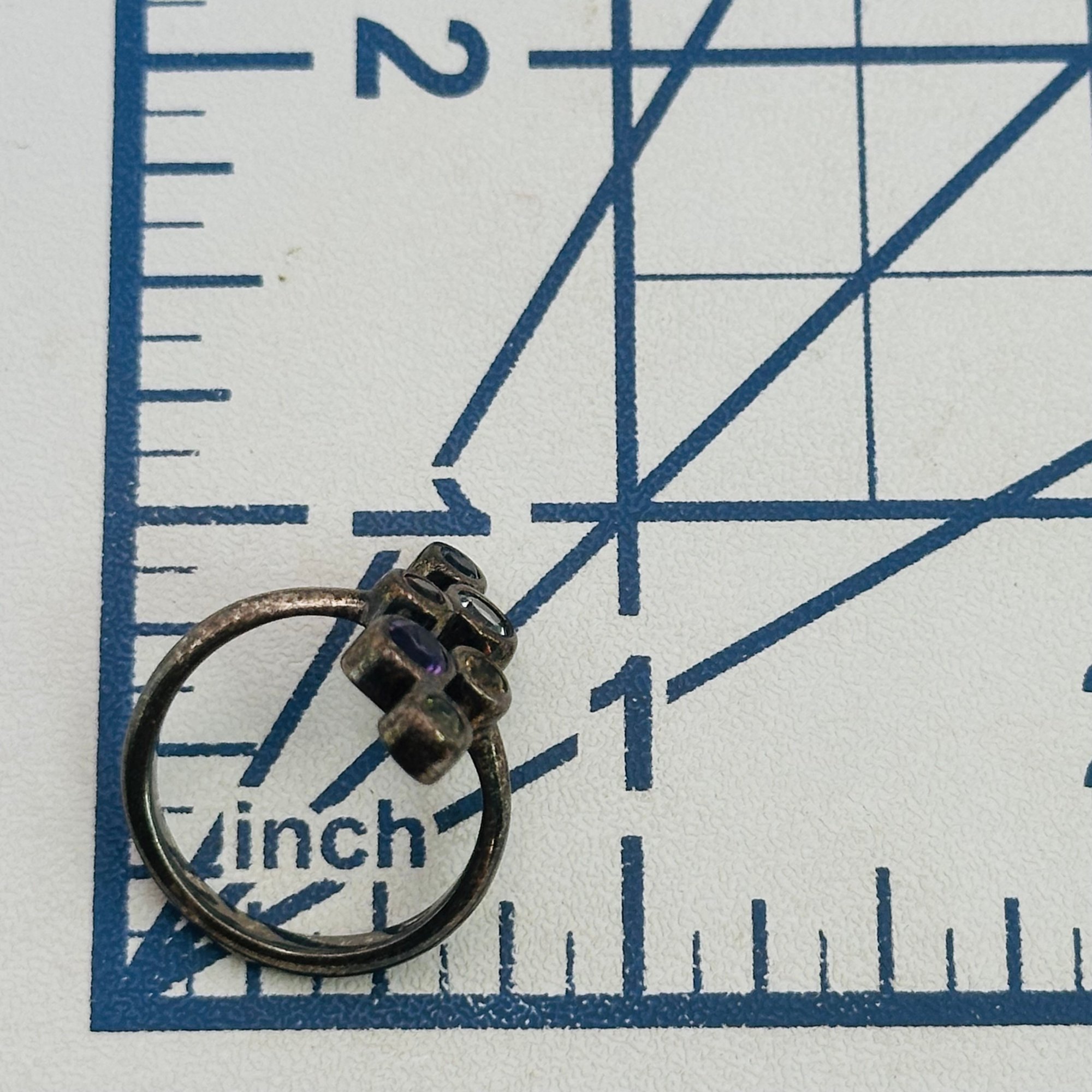 Sterling Multi Gem Ring Sz 6