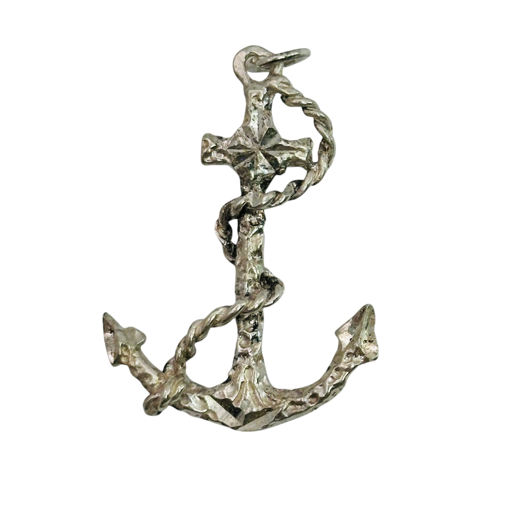 Sterling Anchor Textured Pendant