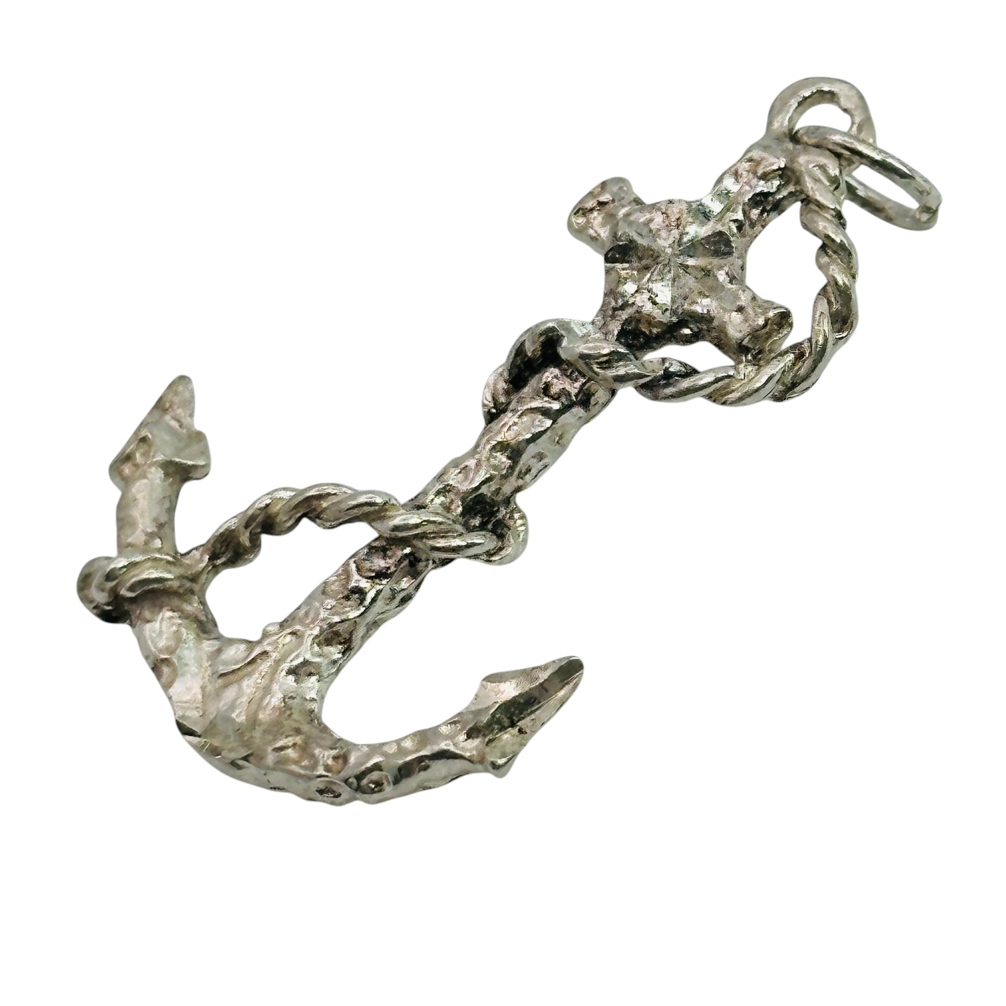 Sterling Anchor Textured Pendant