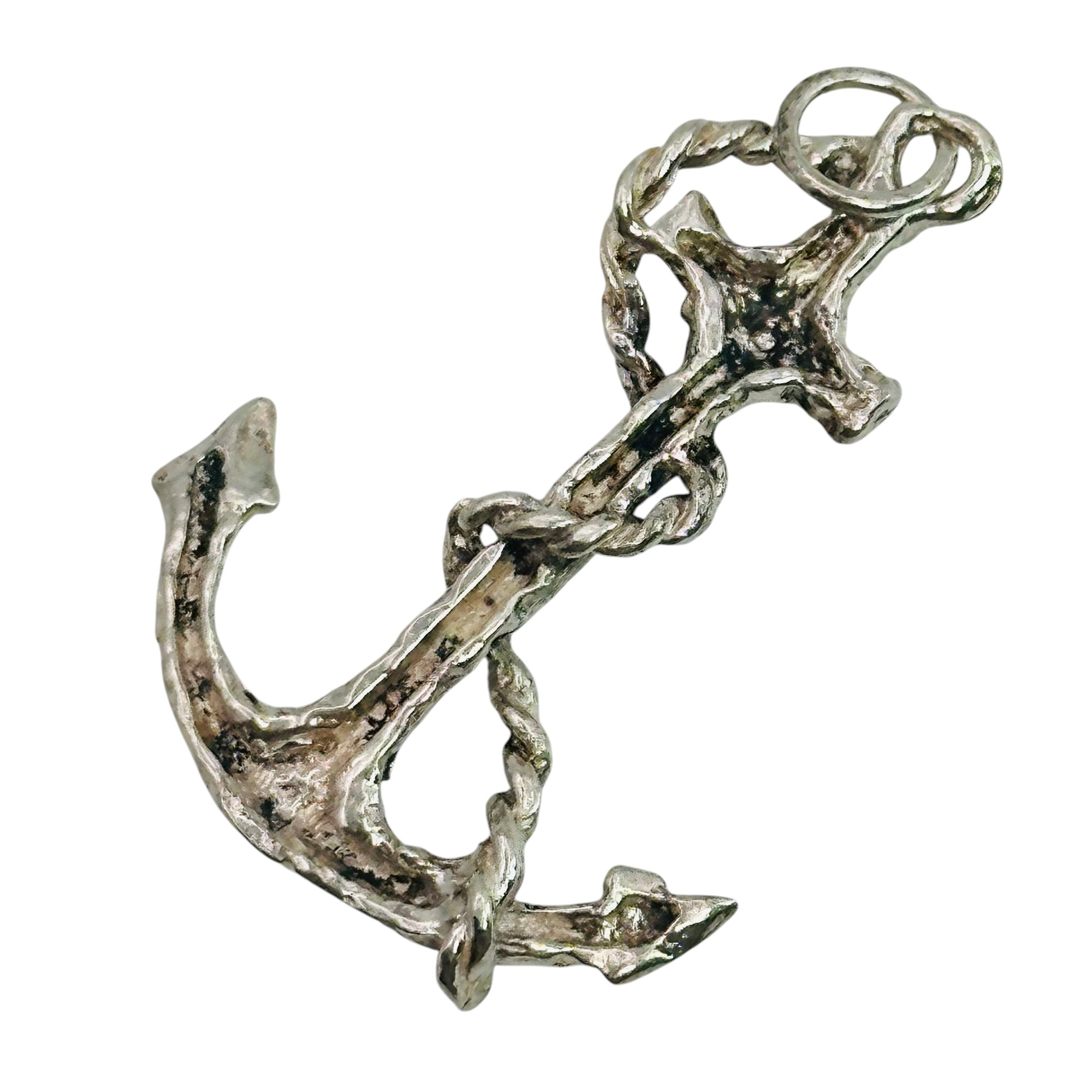 Sterling Anchor Textured Pendant