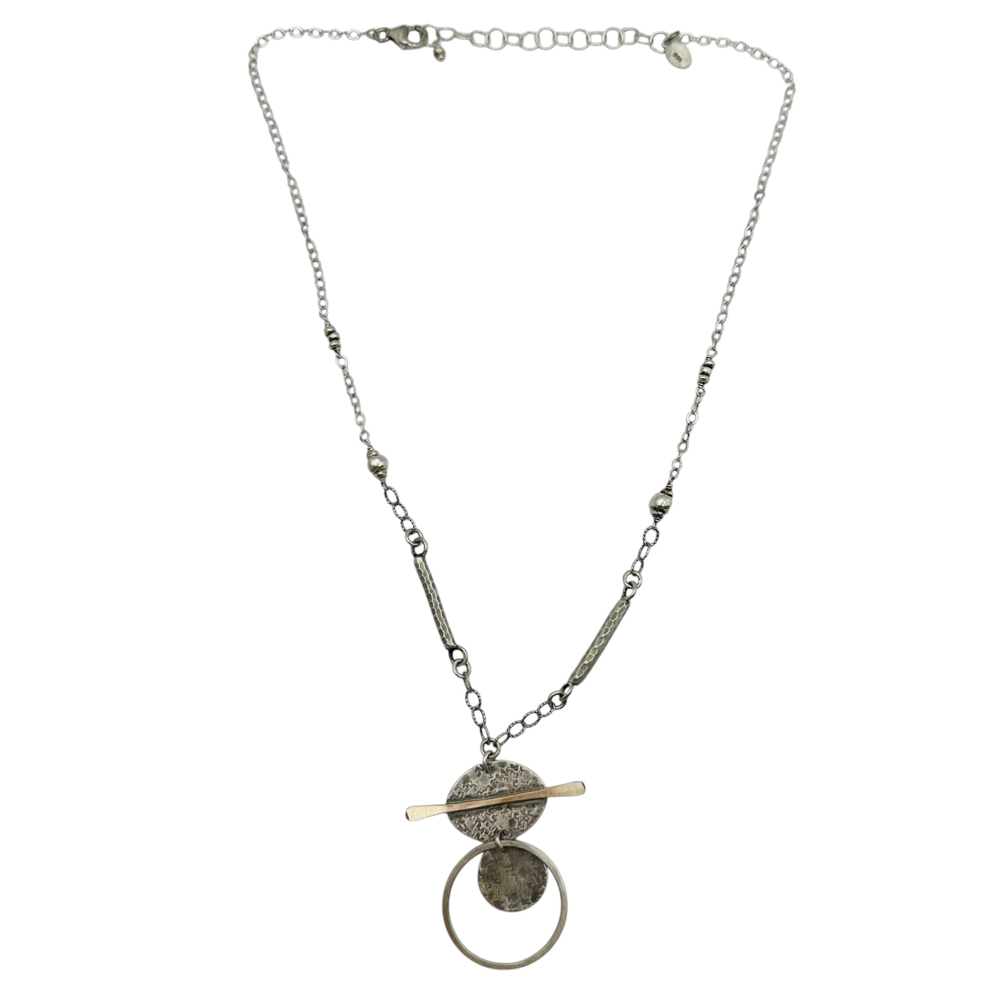 Signed Sterling Hammered Cable Chain Necklace