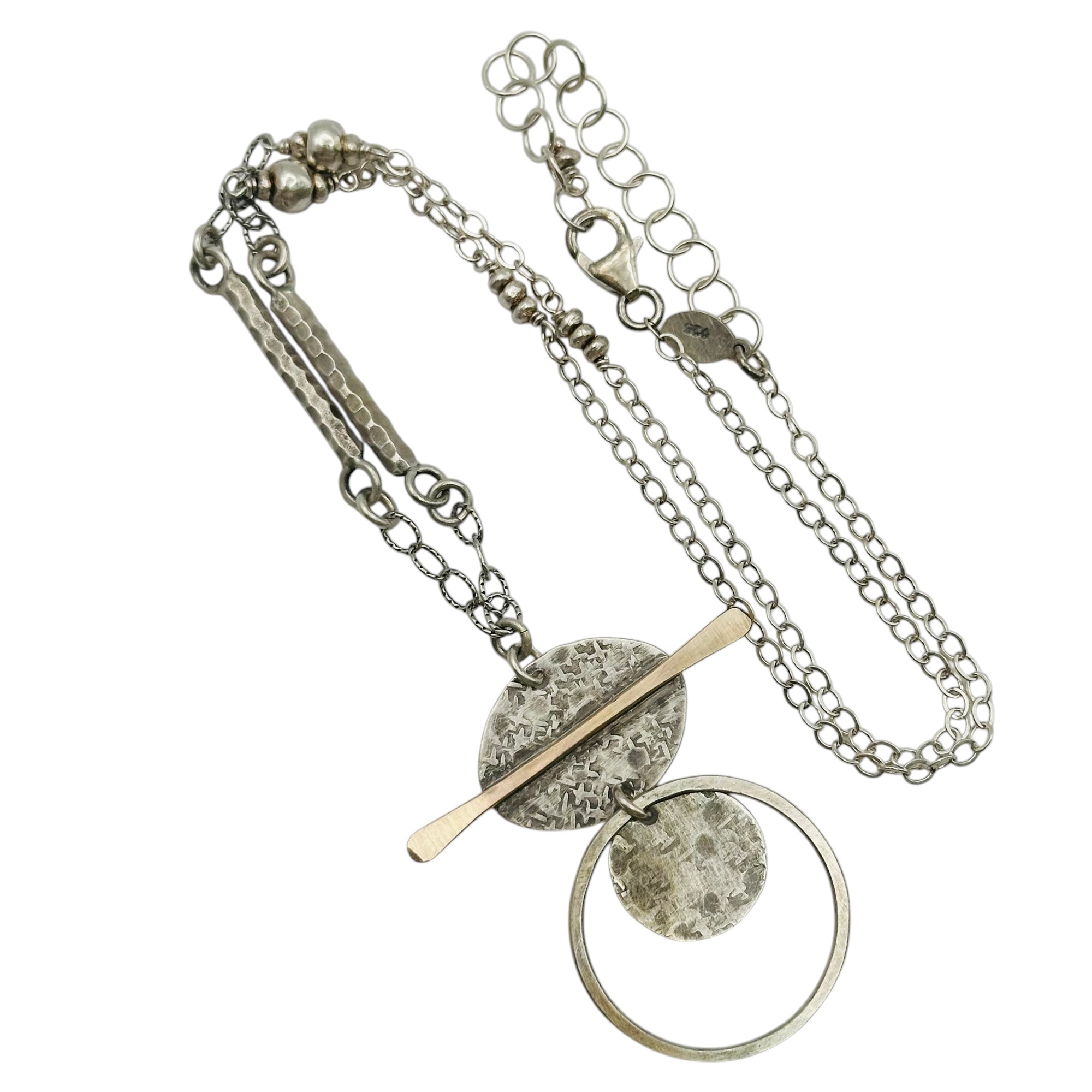 Signed Sterling Hammered Cable Chain Necklace