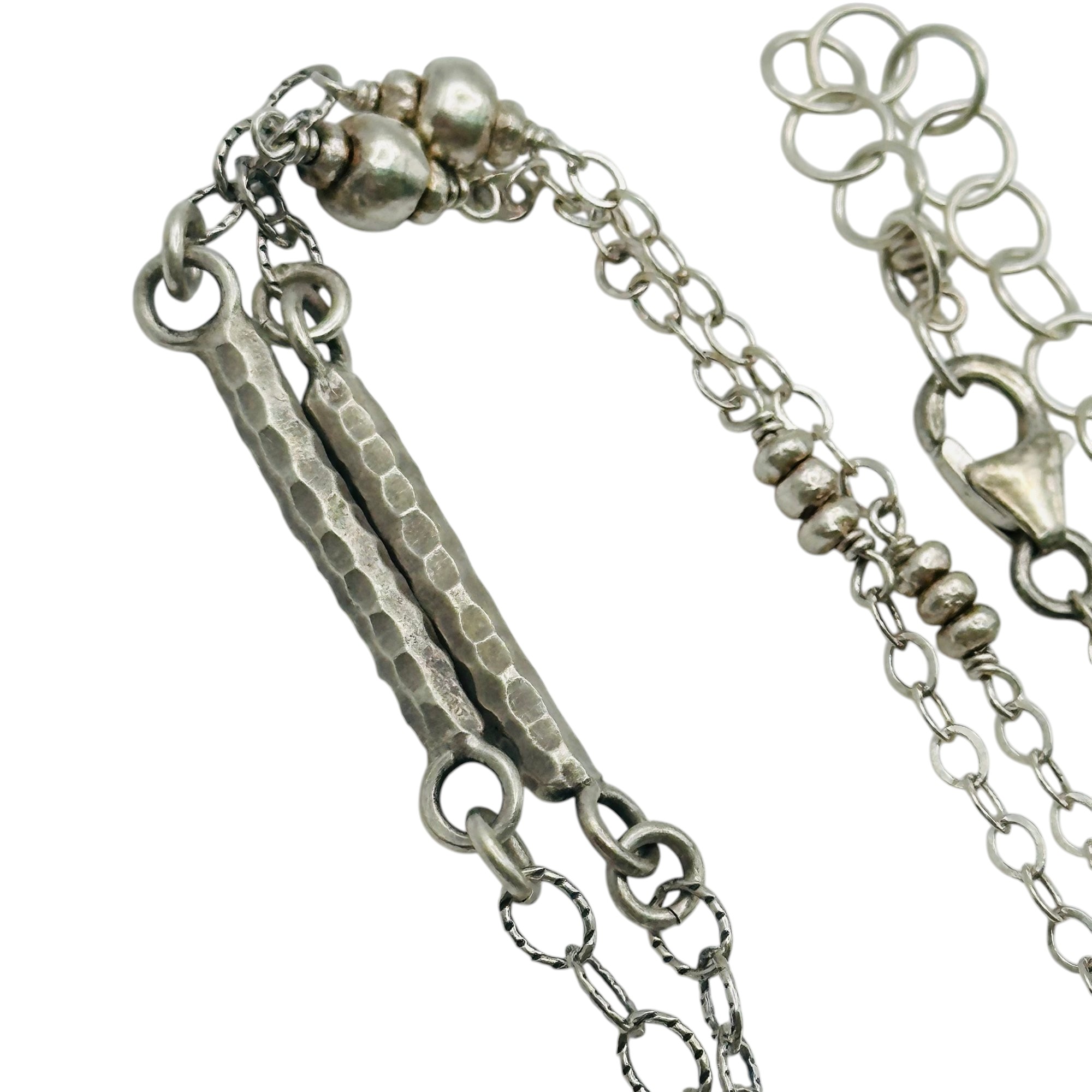 Signed Sterling Hammered Cable Chain Necklace
