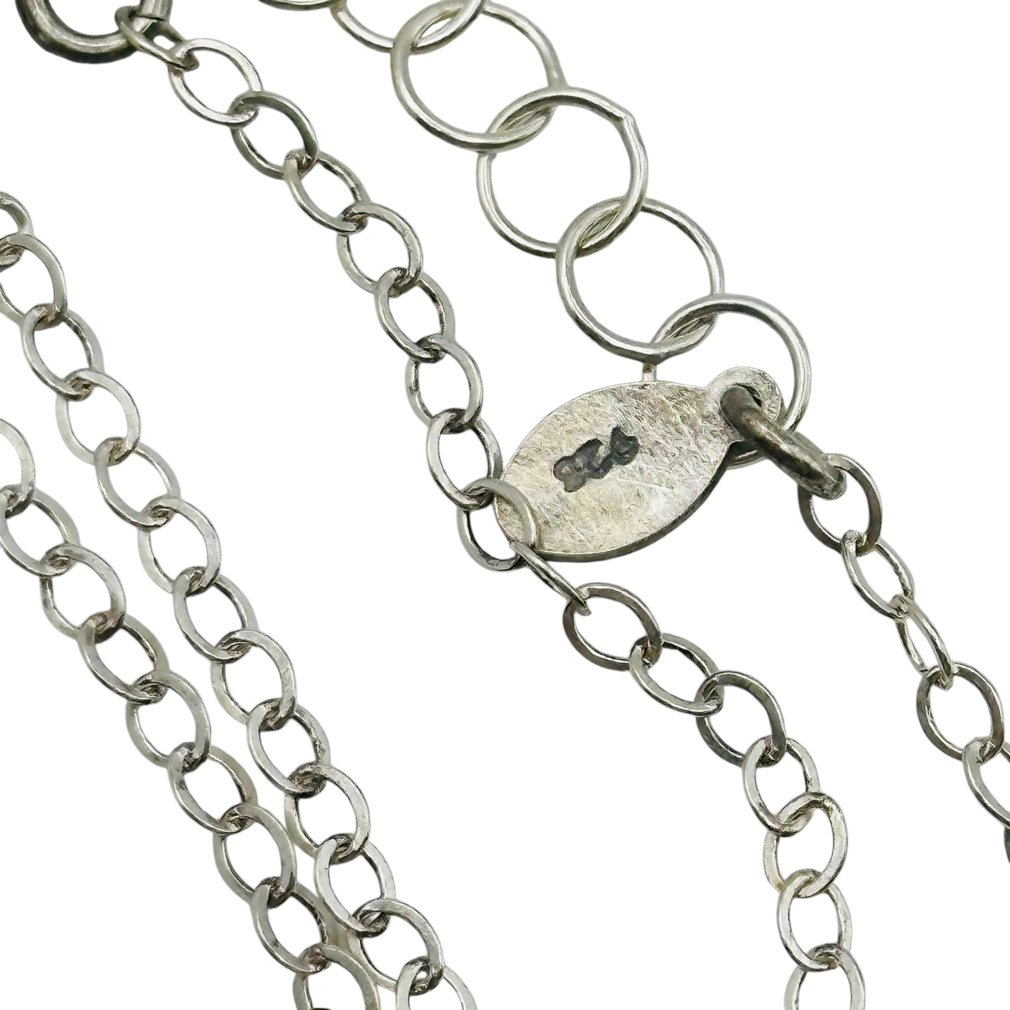 Signed Sterling Hammered Cable Chain Necklace