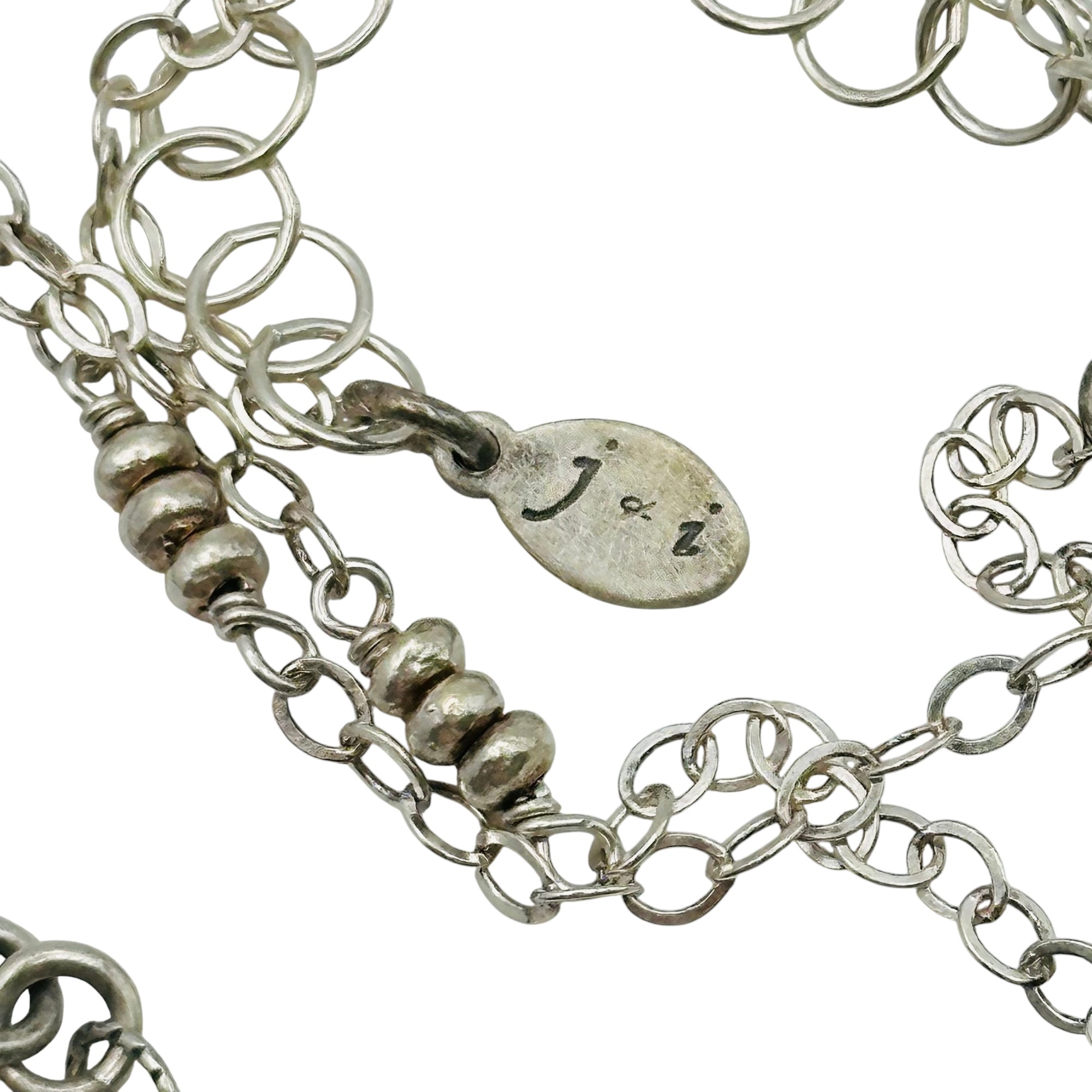 Signed Sterling Hammered Cable Chain Necklace