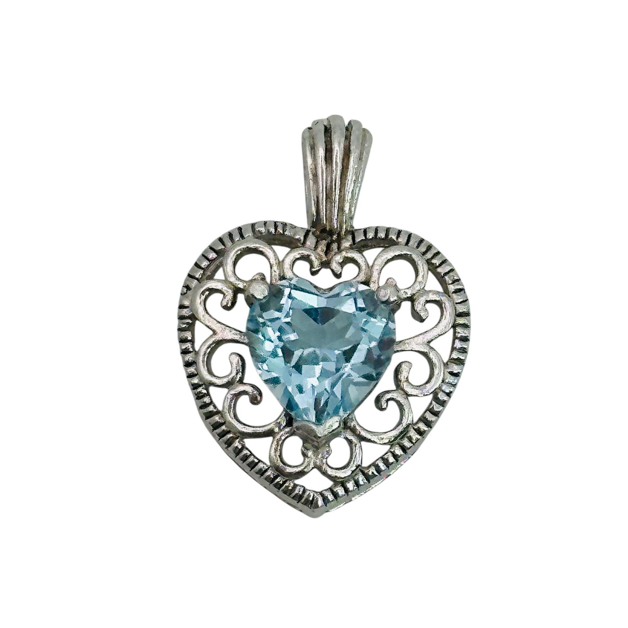 Signed Sterling Topaz Heart Pendant