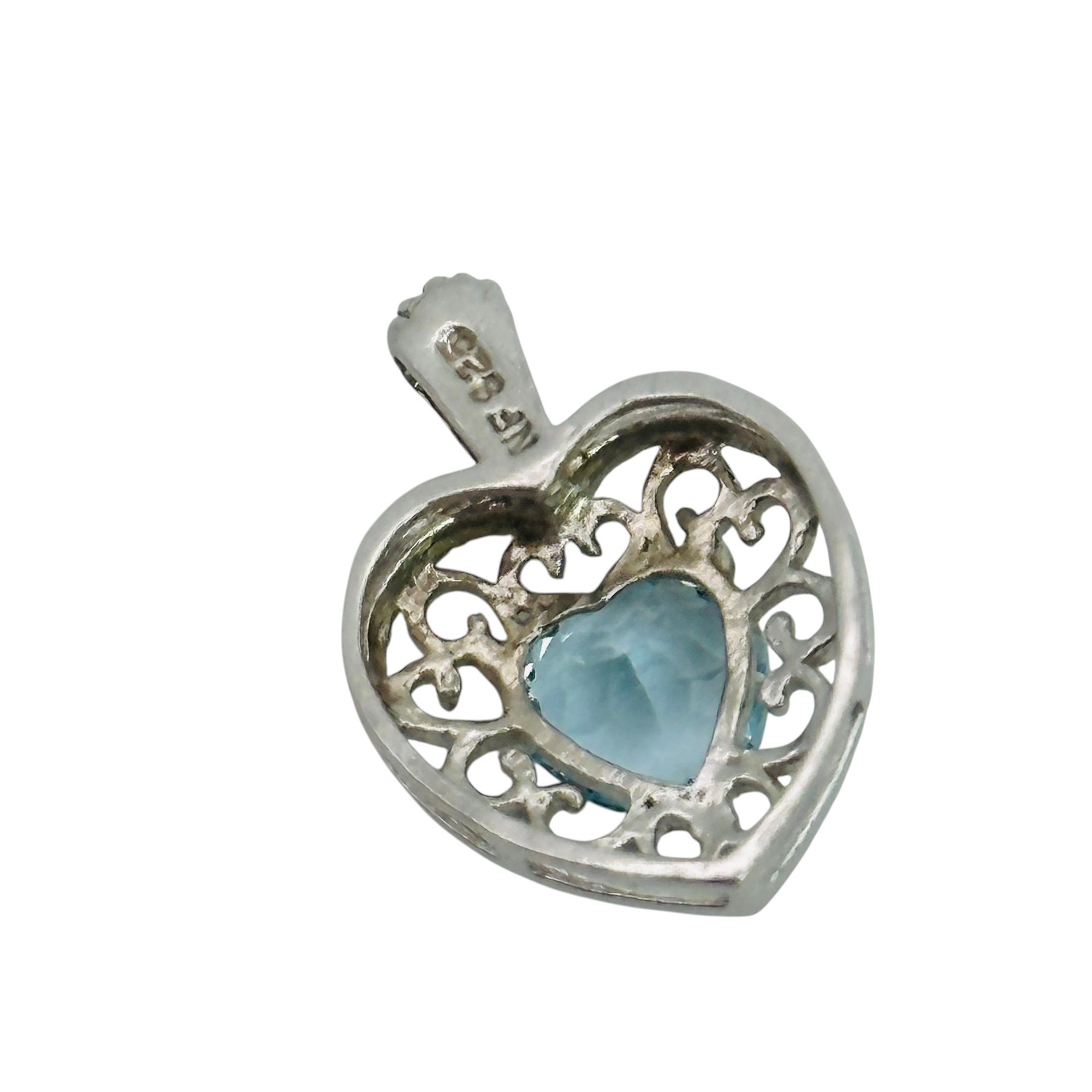 Signed Sterling Topaz Heart Pendant