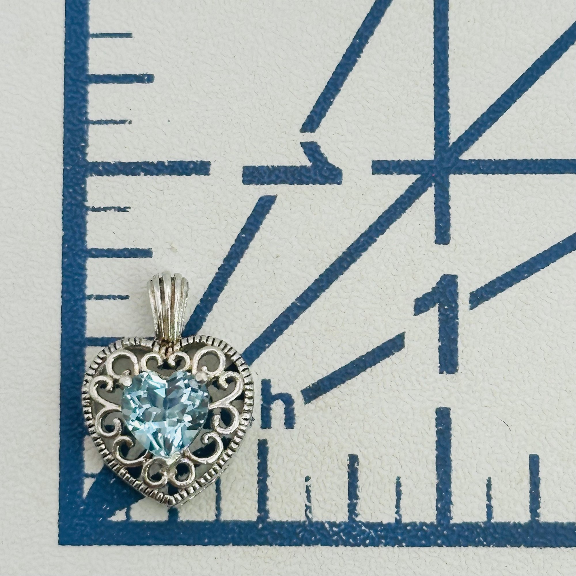 Signed Sterling Topaz Heart Pendant