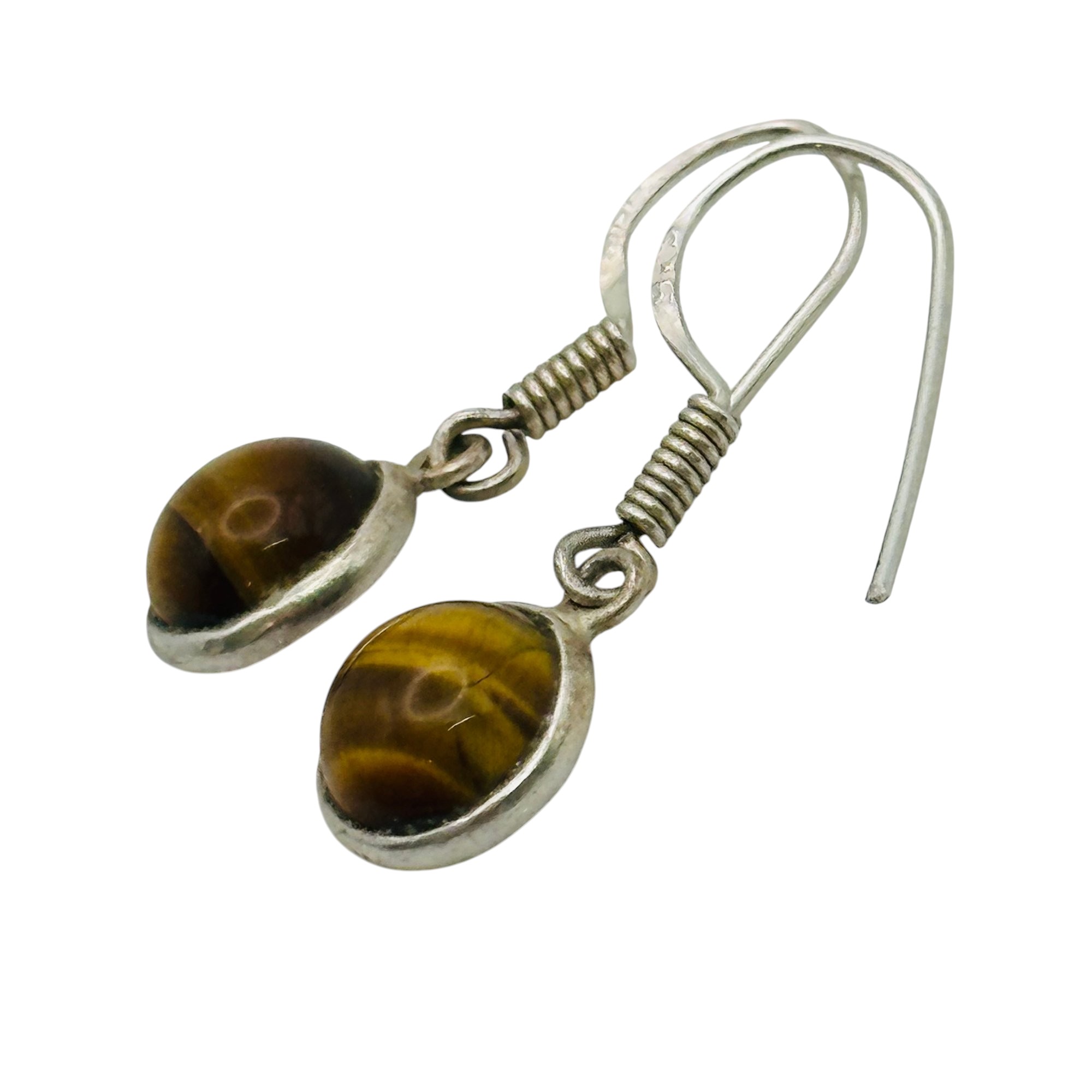 Sterling Tigers Eye Dangle Earrings