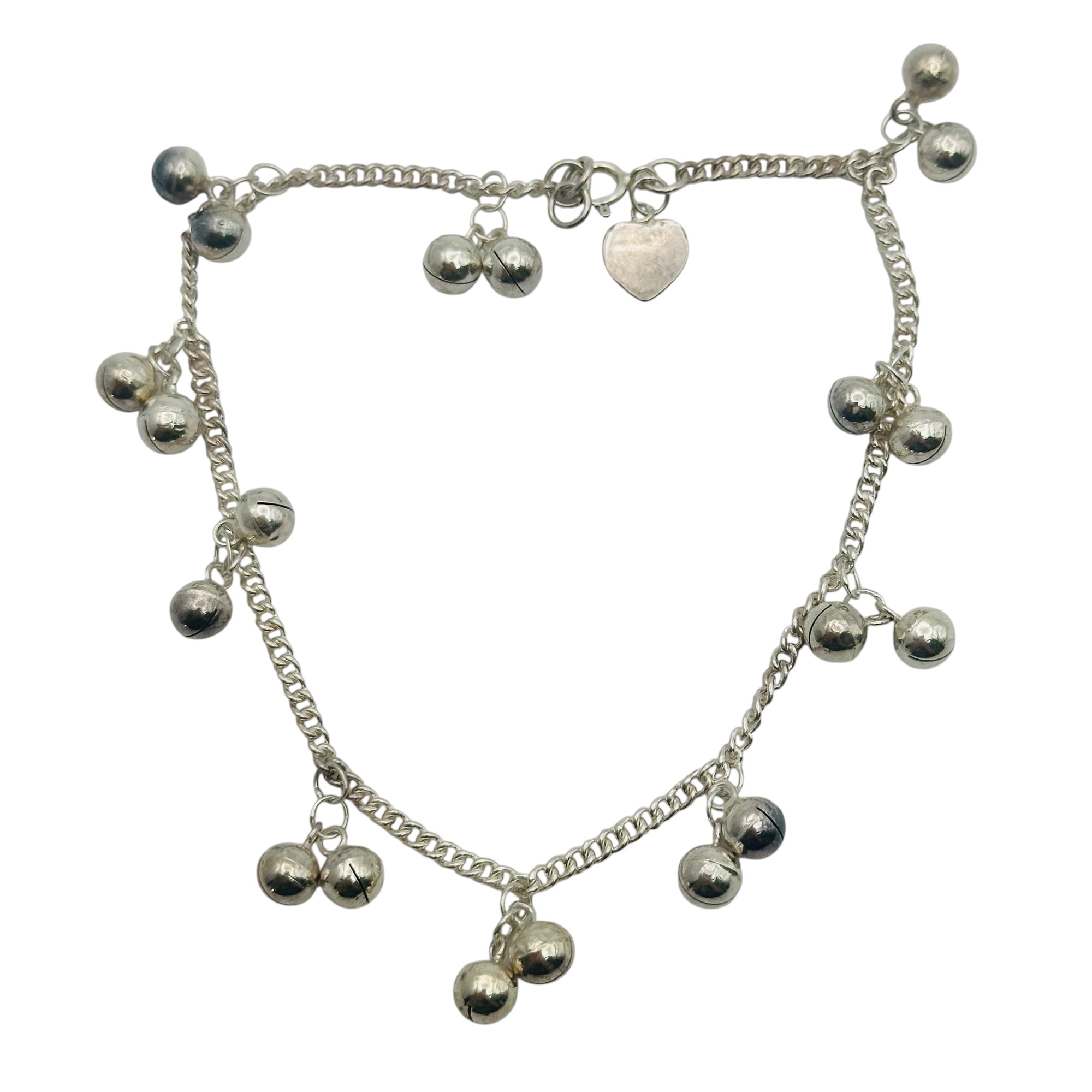 Sterling Bell Curb Chain Bracelet