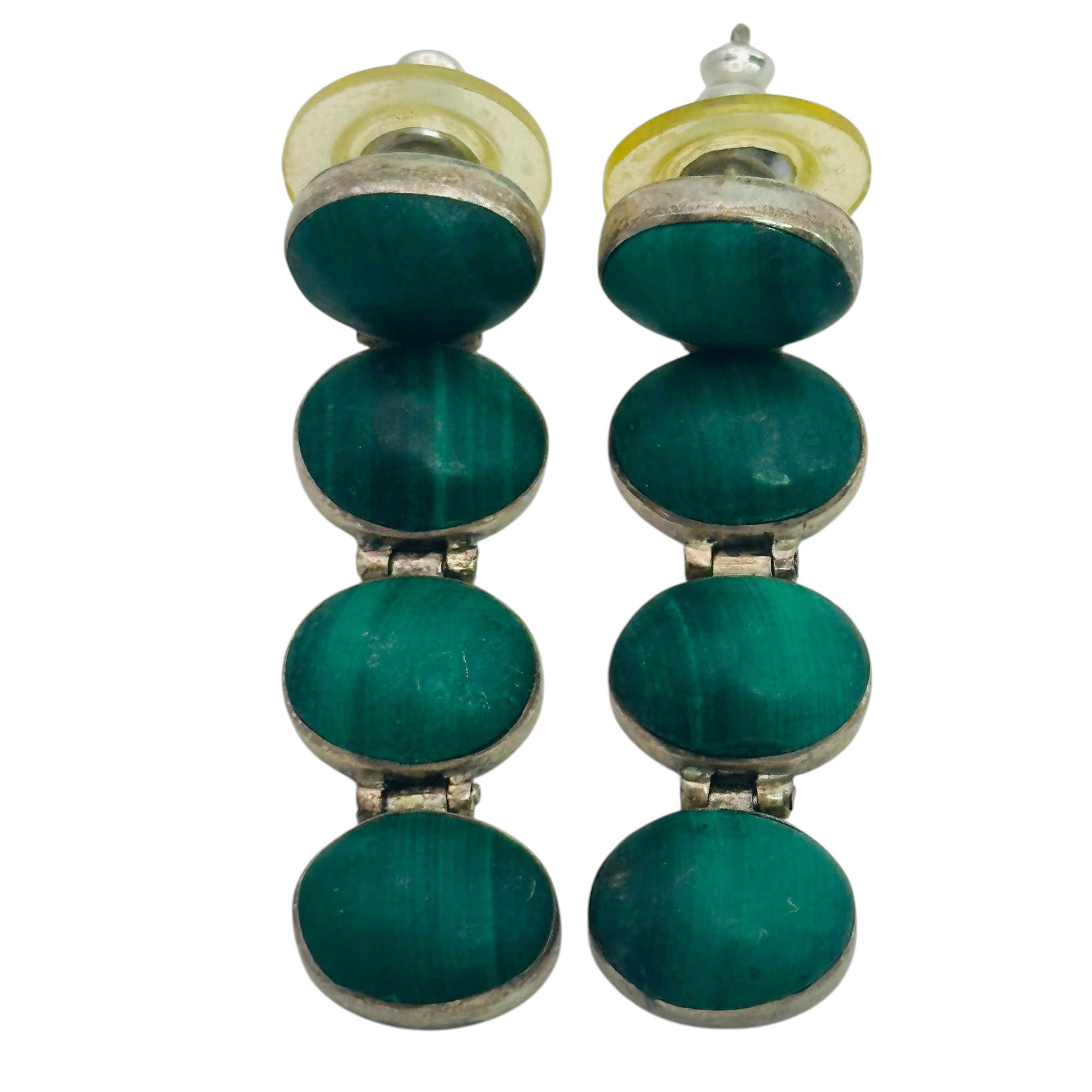 Sterling Malachite Hinged Earrings