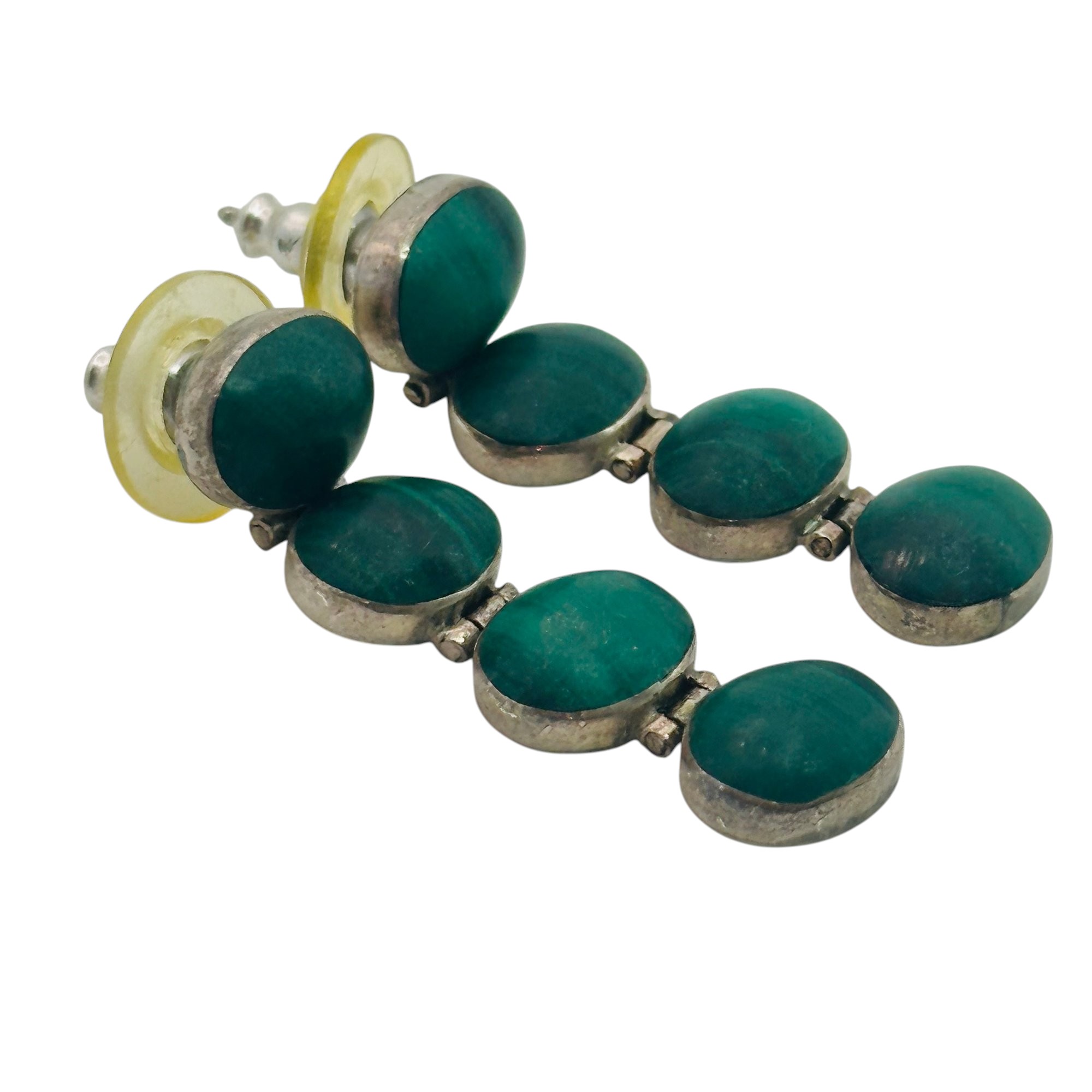 Sterling Malachite Hinged Earrings