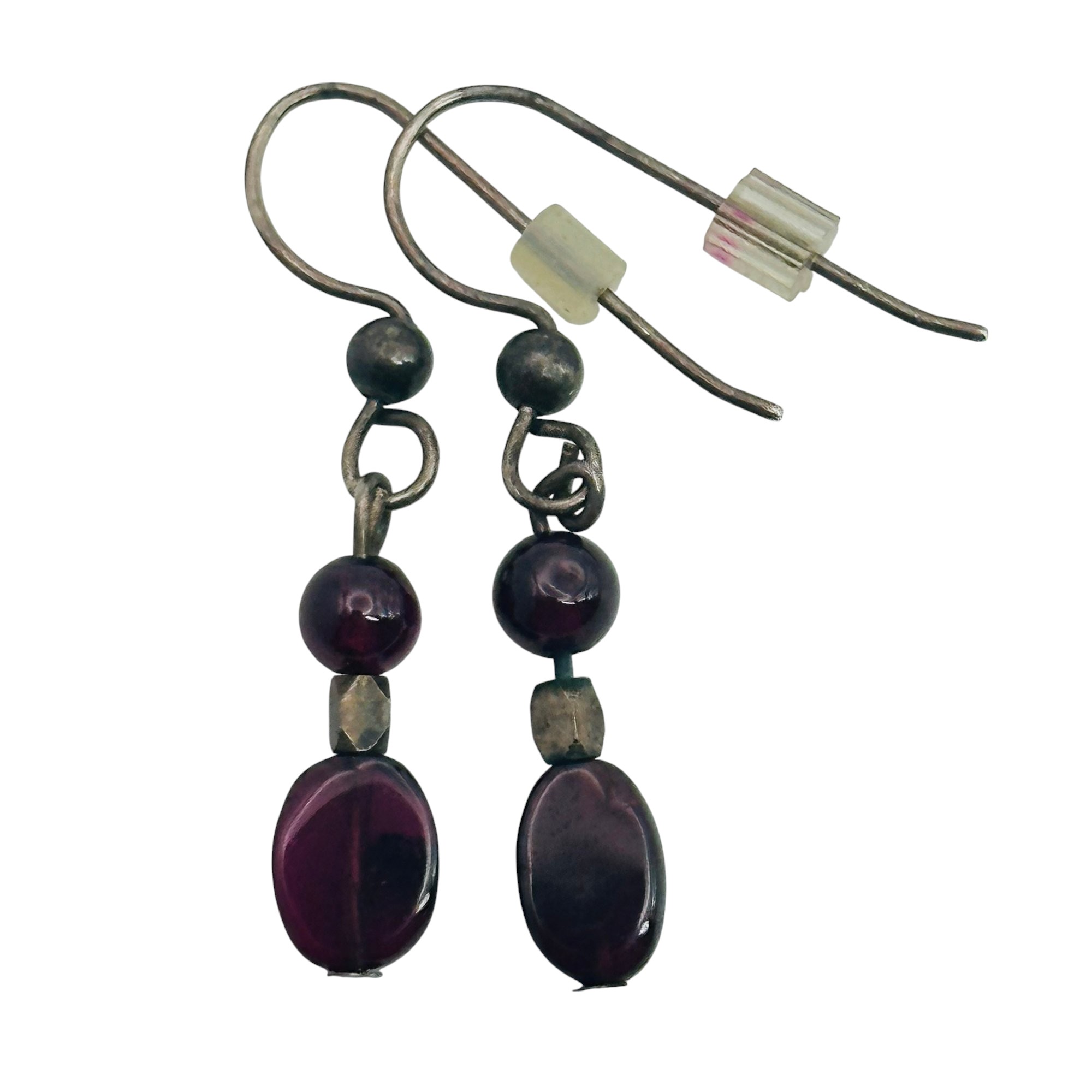 Sterling Garnet Dangle Earrings