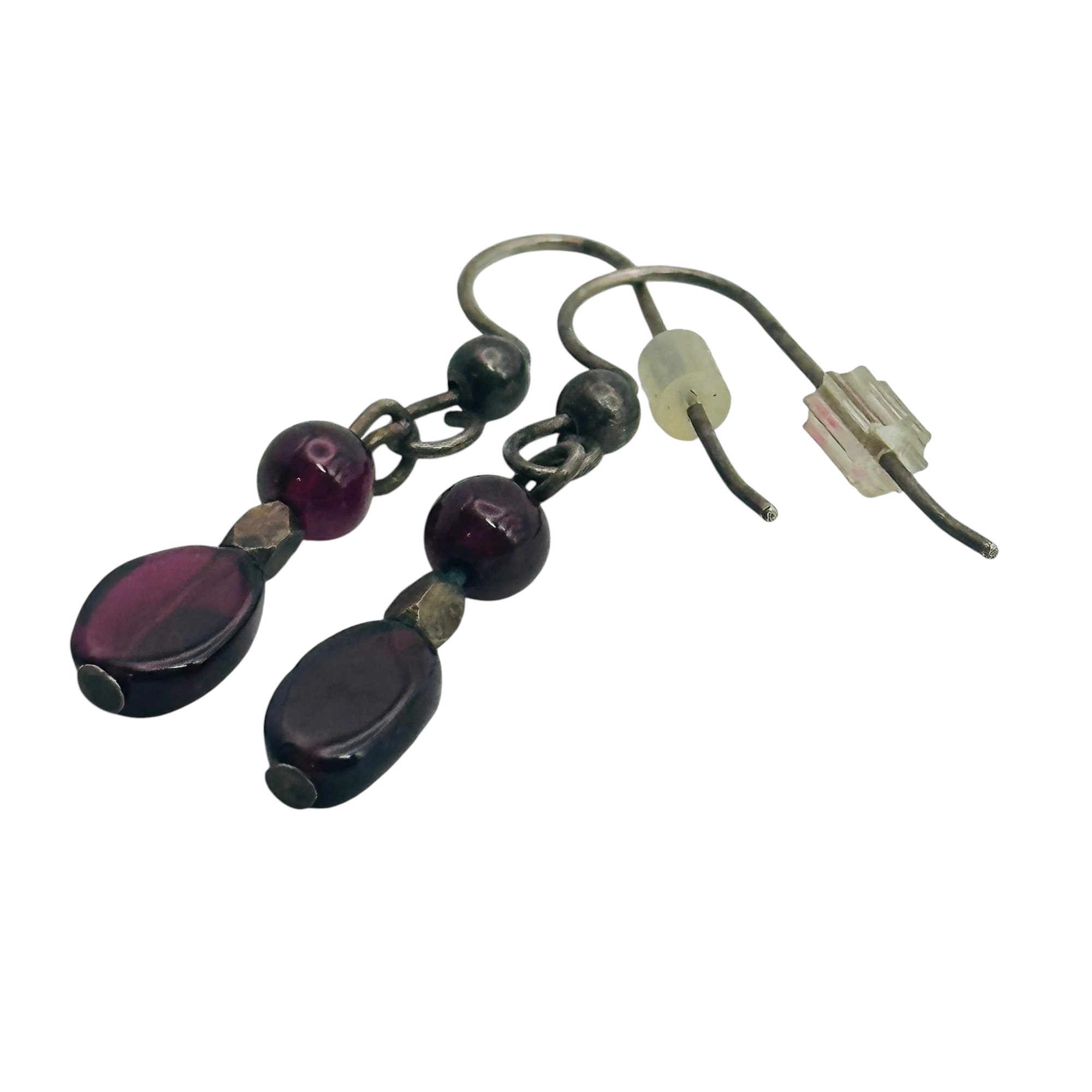 Sterling Garnet Dangle Earrings