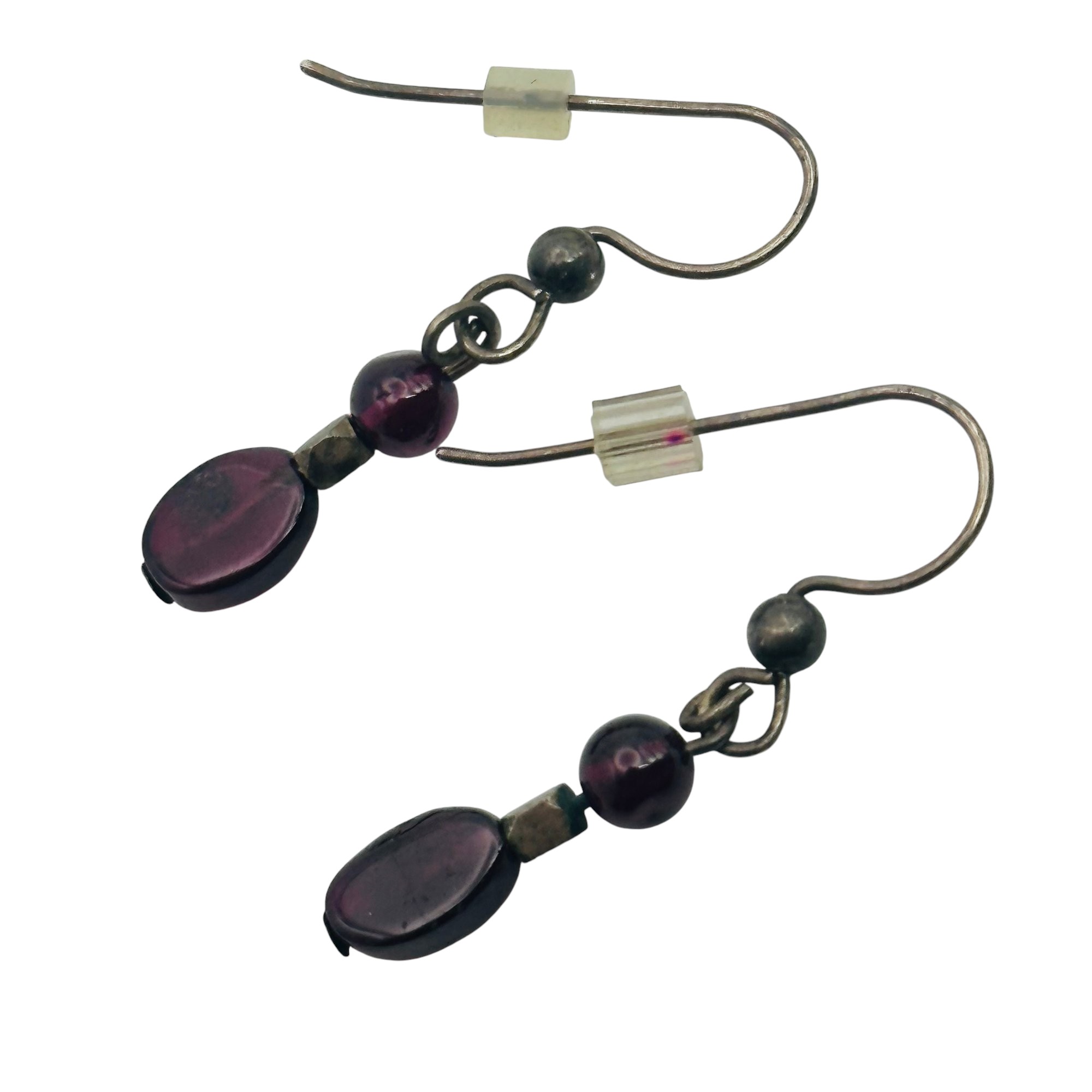 Sterling Garnet Dangle Earrings