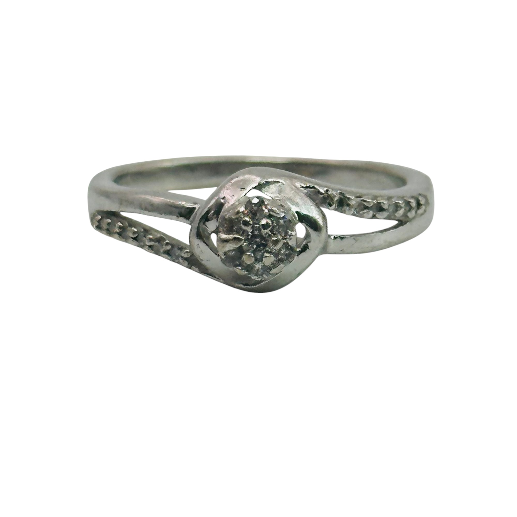 Sterling Diamond Ring Sz 6.5