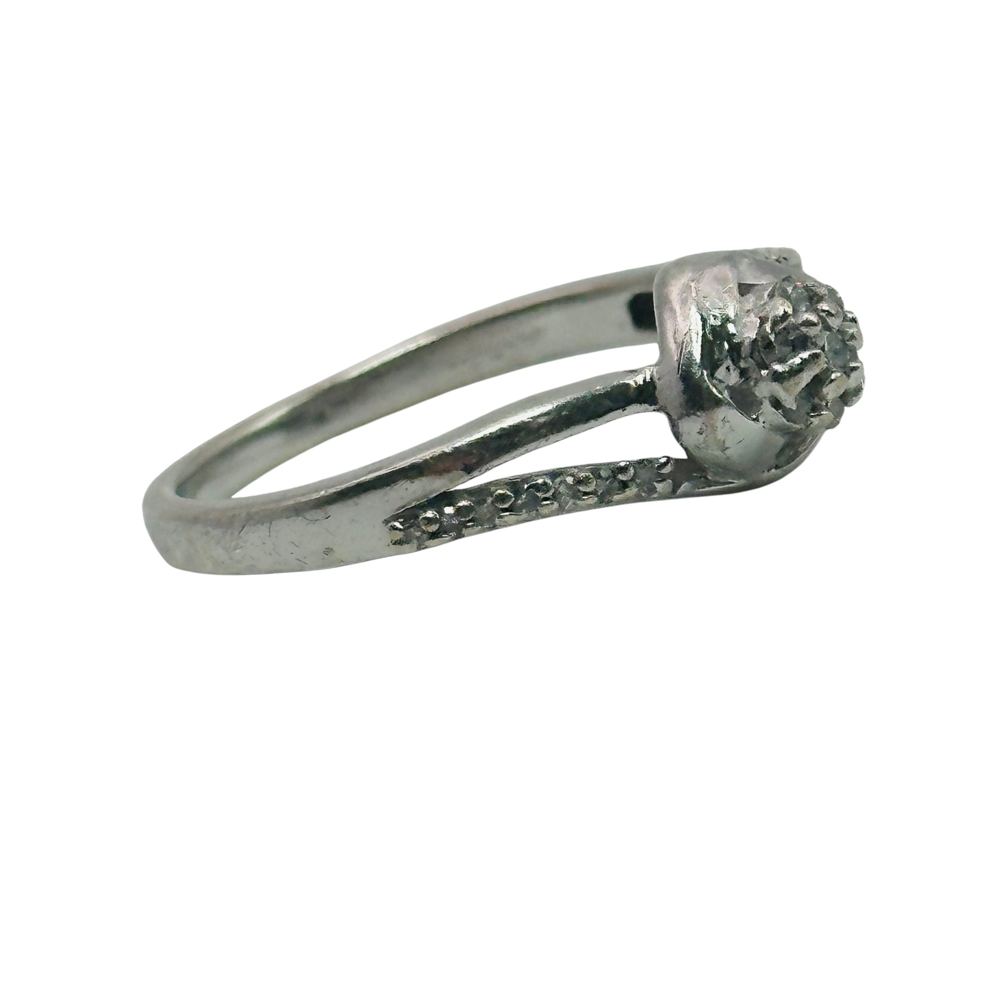 Sterling Diamond Ring Sz 6.5