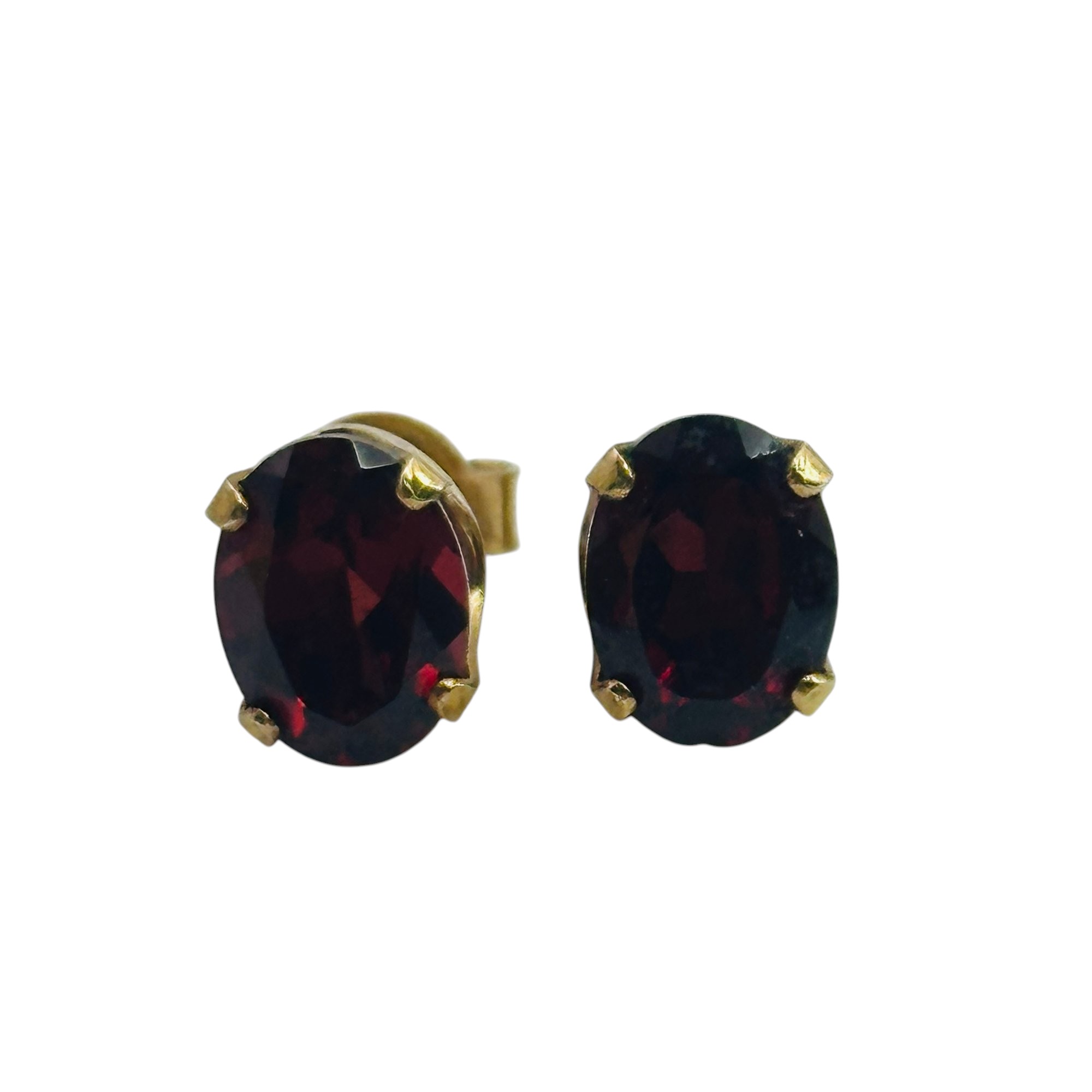 Sterling Garnet Oval Earrings