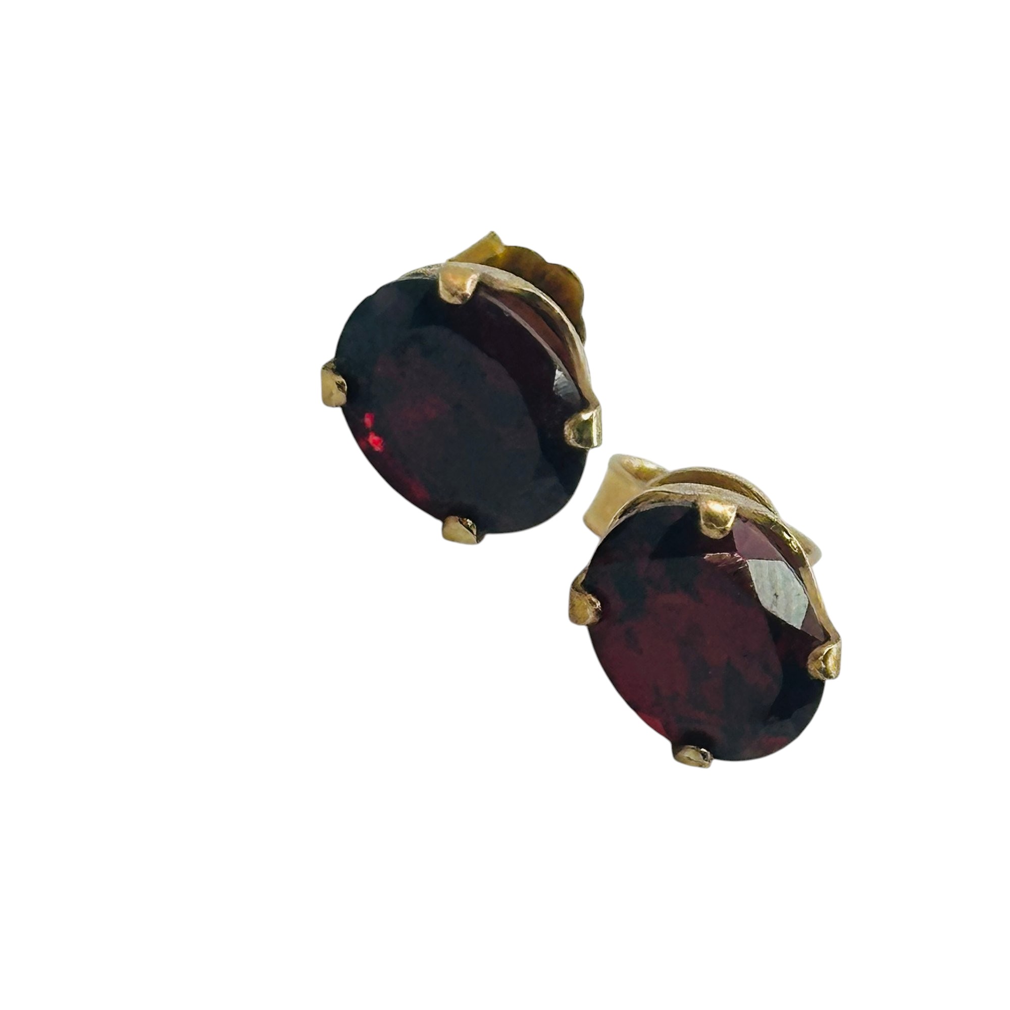 Sterling Garnet Oval Earrings
