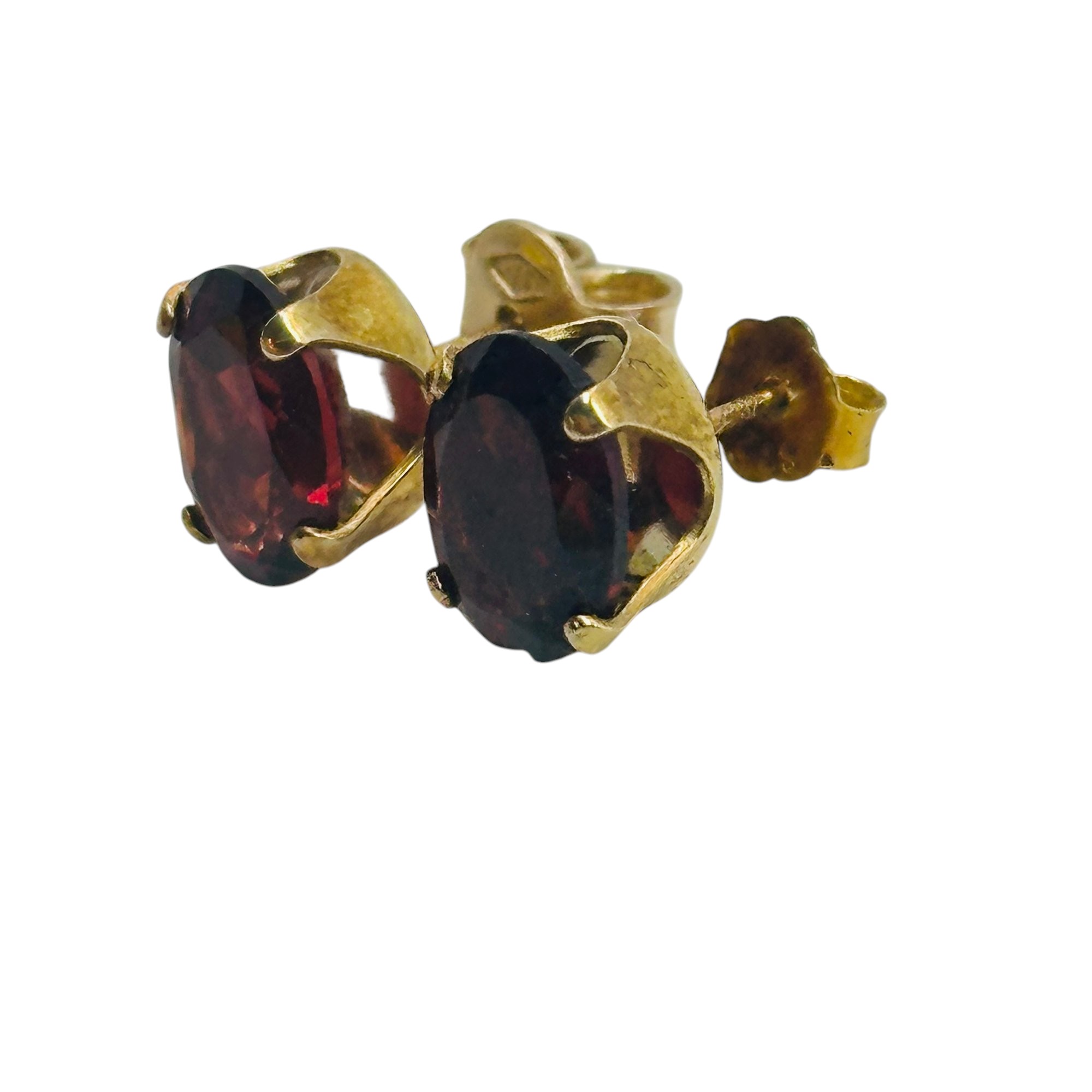 Sterling Garnet Oval Earrings