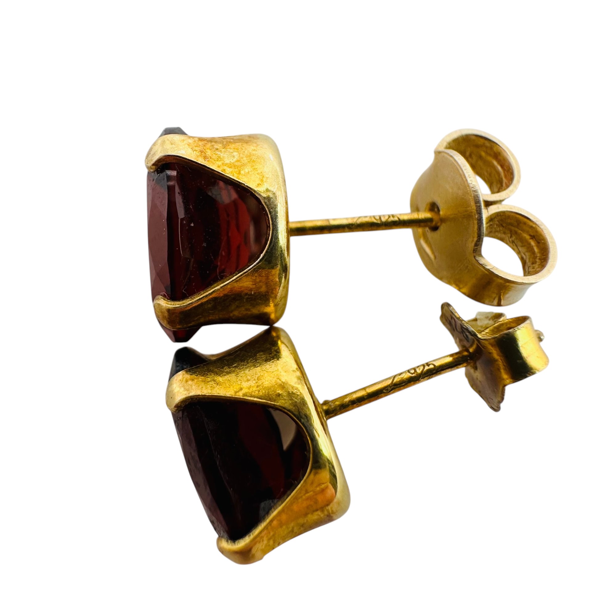 Sterling Garnet Oval Earrings
