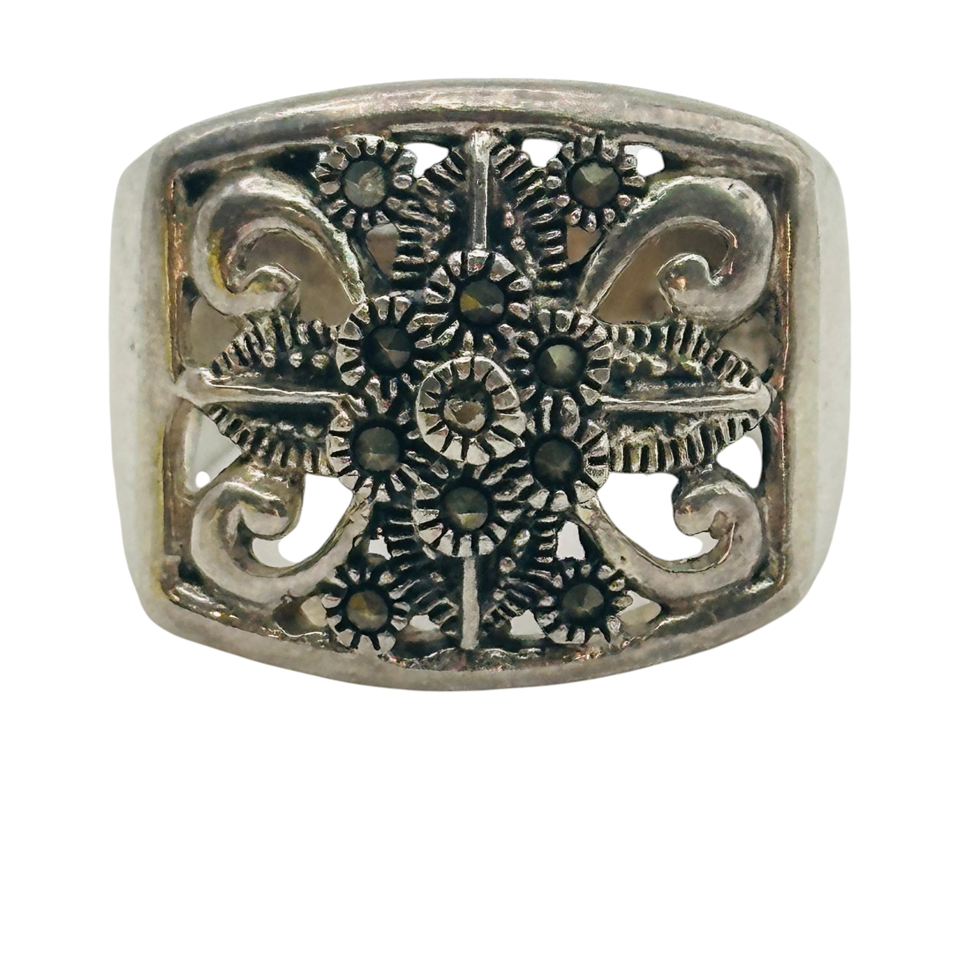 Sterling Marcasite Ring Sz 5