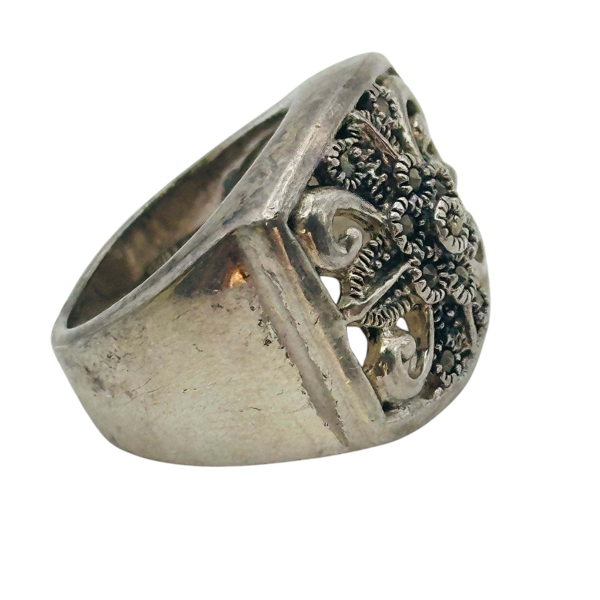 Sterling Marcasite Ring Sz 5