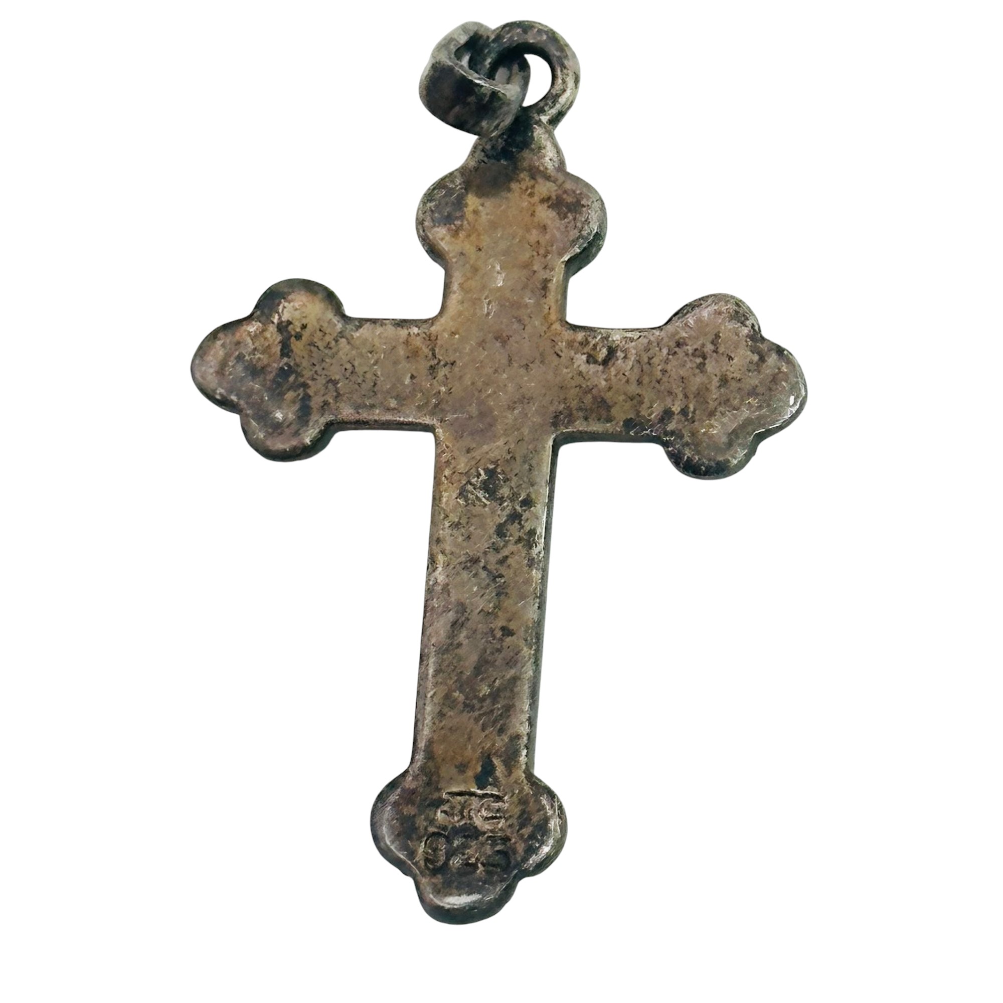 Signed Sterling Multi Stone Cross Pendant