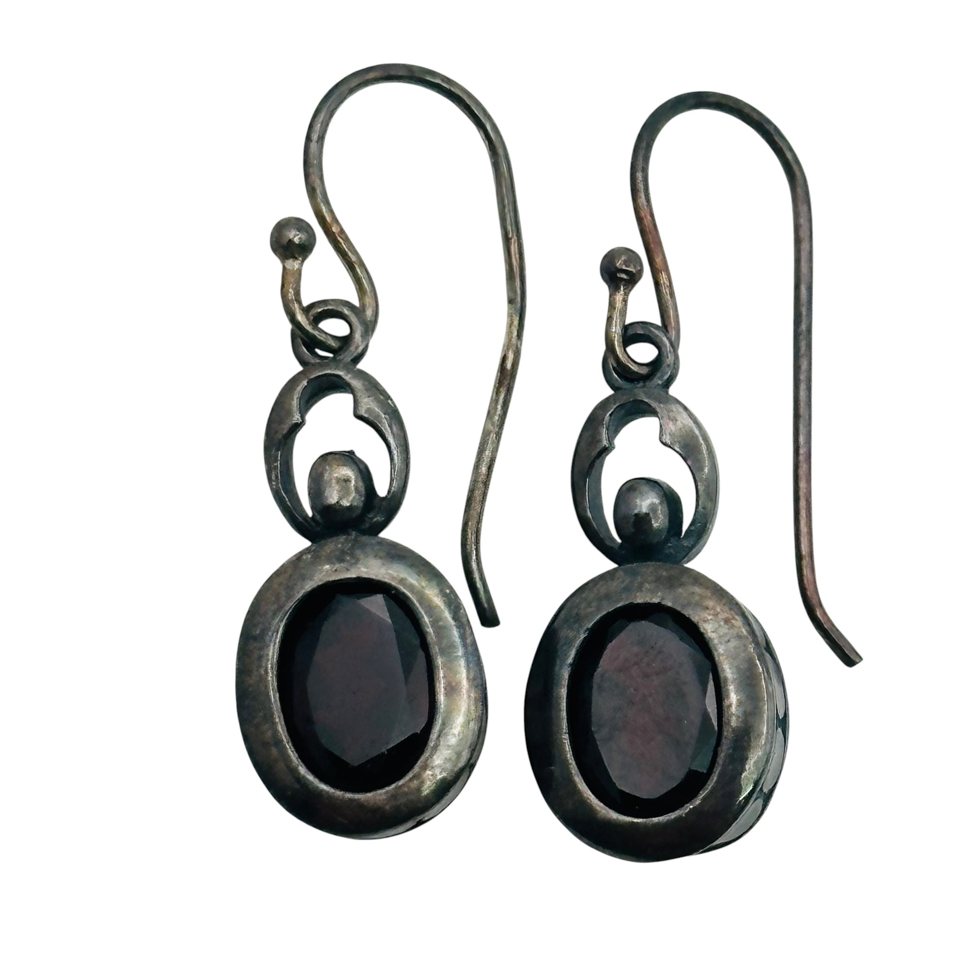Sterling Garnet Dangle Earrings