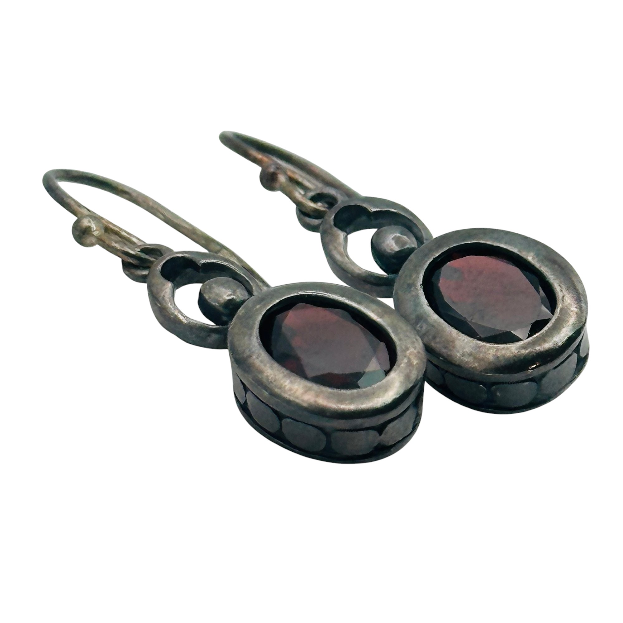 Sterling Garnet Dangle Earrings
