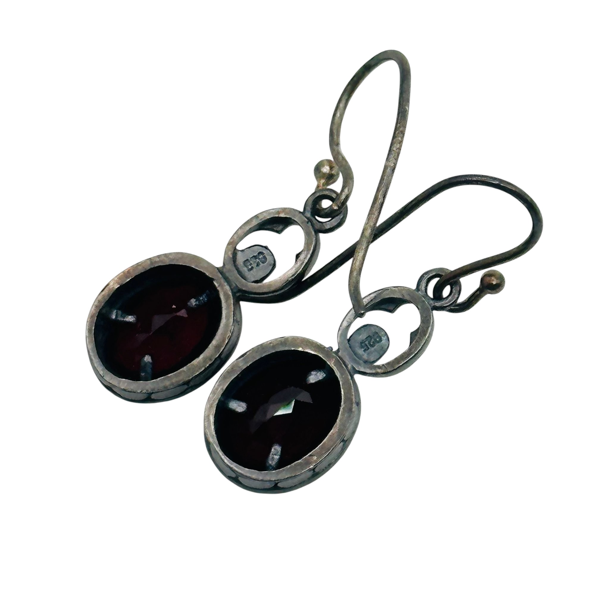 Sterling Garnet Dangle Earrings